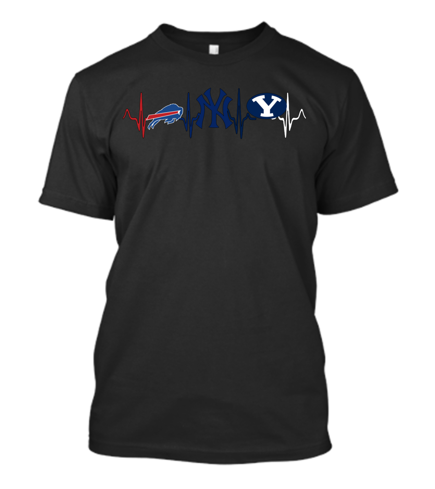 Buffalo Bills New York Yankees Byu Heartbeat Logo Combination T-Shirt