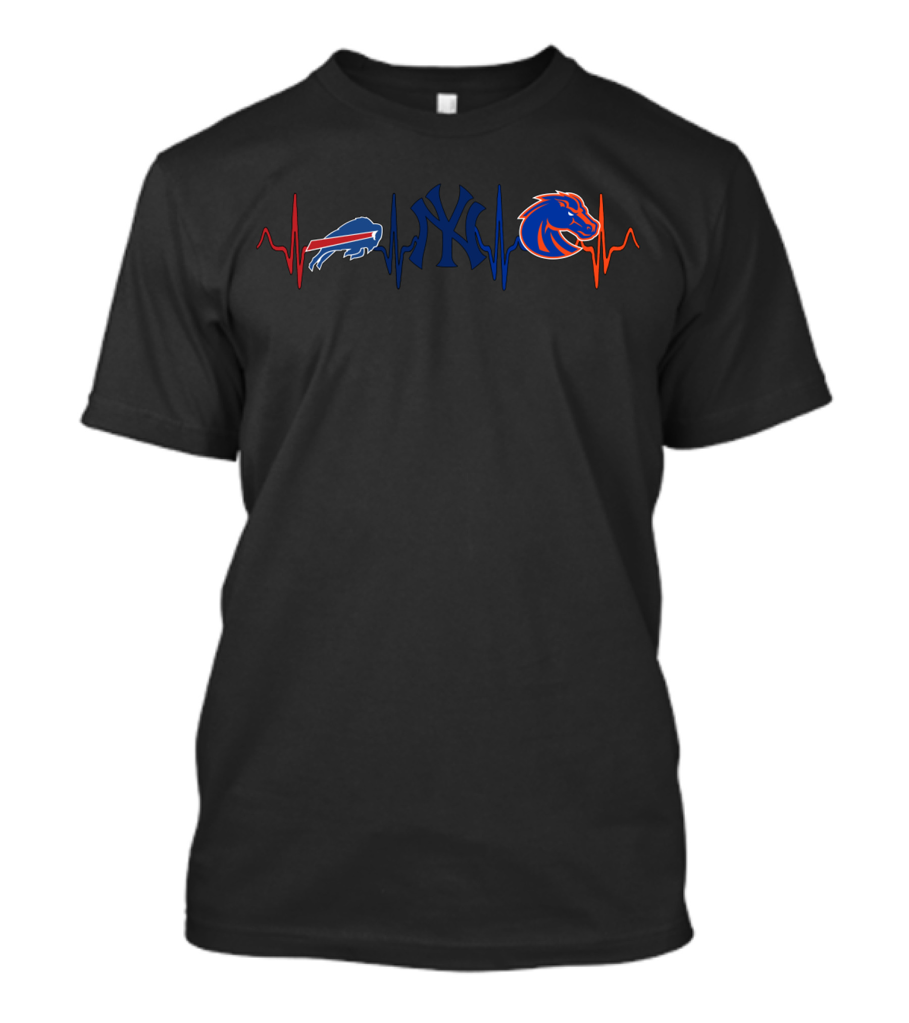 Buffalo Bills New York Yankees Boise State Broncos Heartbeat Bsb T-Shirt