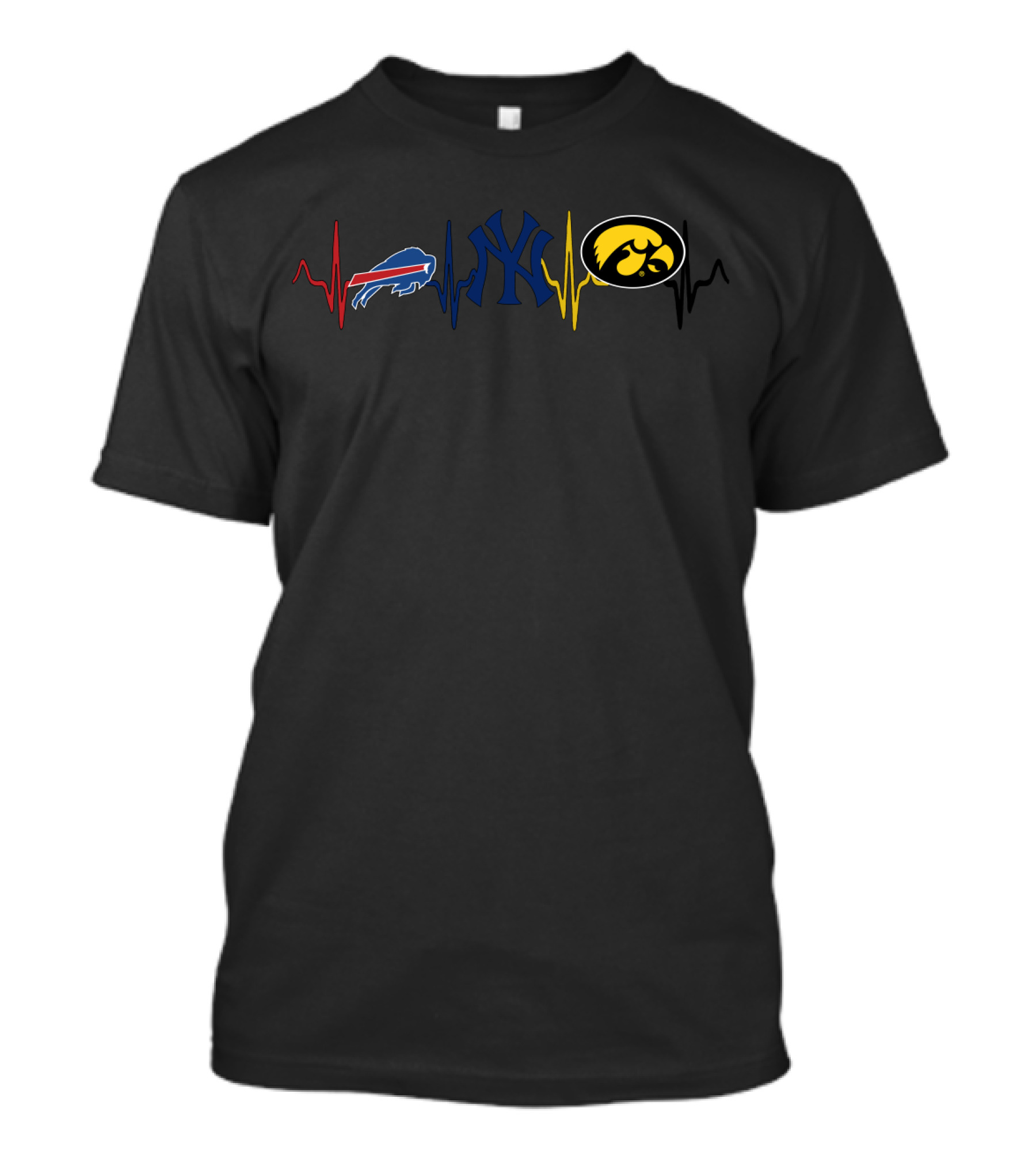 Buffalo Bills New York Yankees Iowa Hawkeyes Heartbeat Line T-Shirt