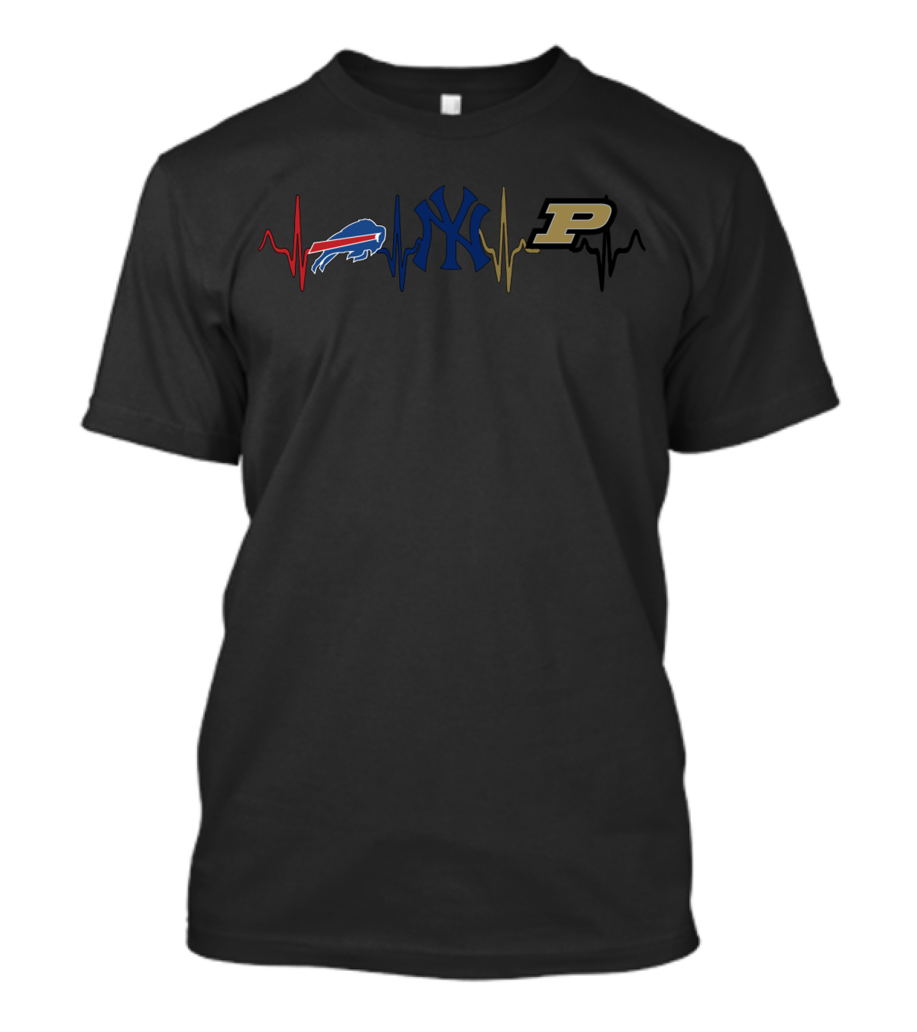 Buffalo Bills New York Yankees Purdue Boilermakers Heartbeat T-Shirt