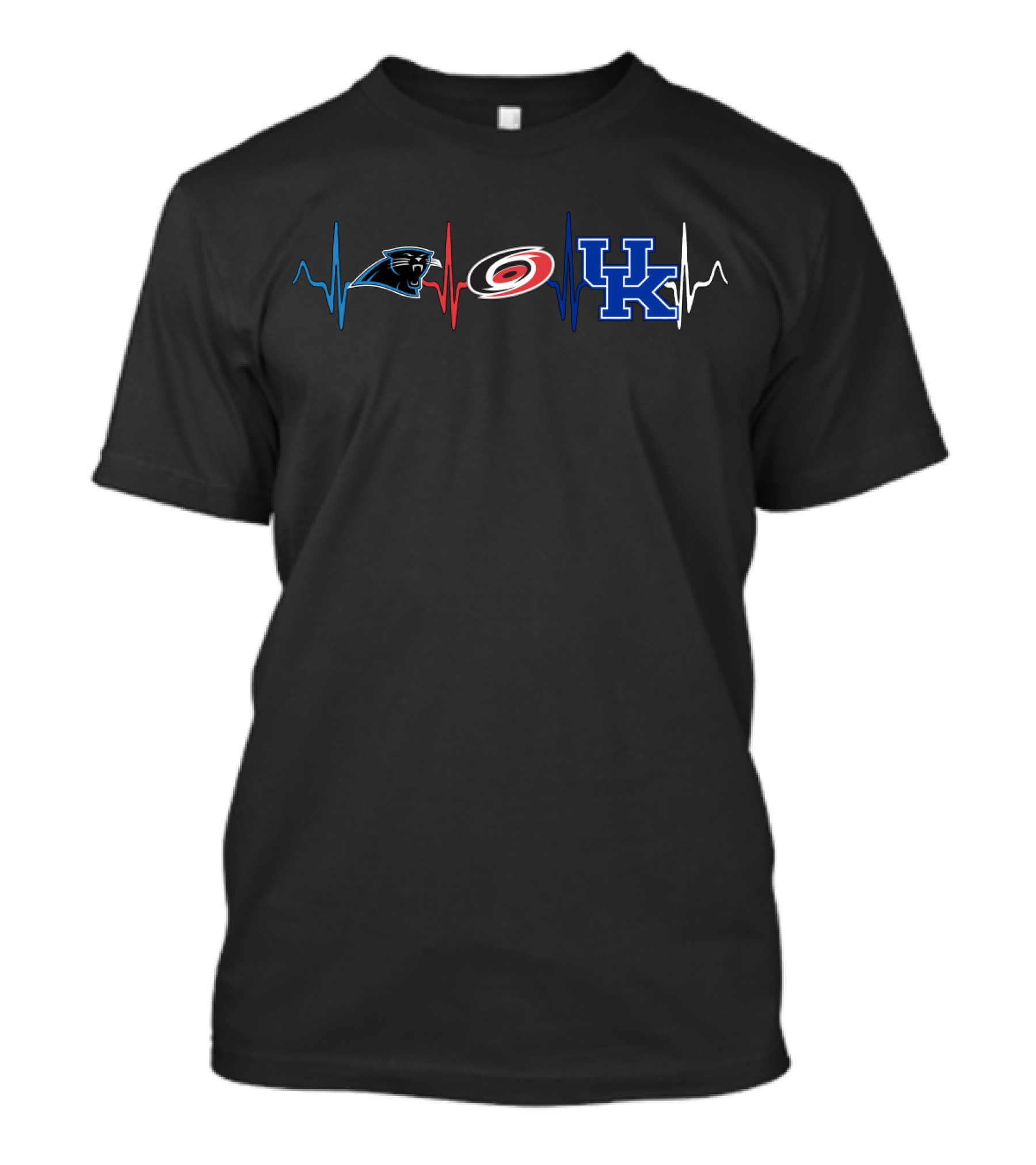Carolina Panthers Hurricanes Kentucky Wildcats Heartbeat T-Shirt
