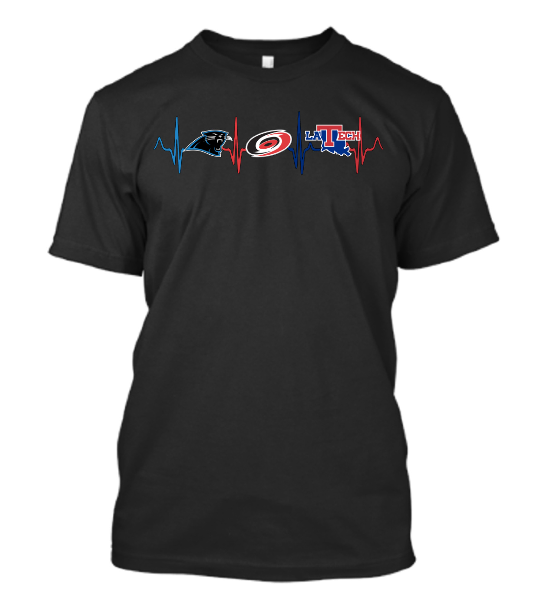 Carolina Panthers Hurricanes La Tech Heartbeat T-Shirt