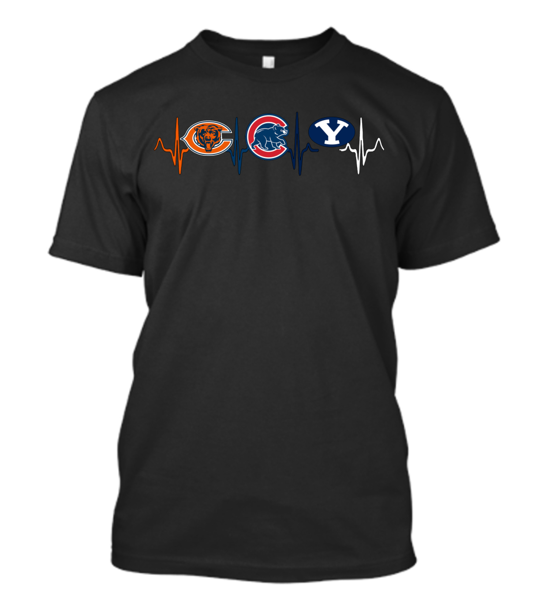 Chicago Bears Cubs Byu Logo Heartbeat T-Shirt