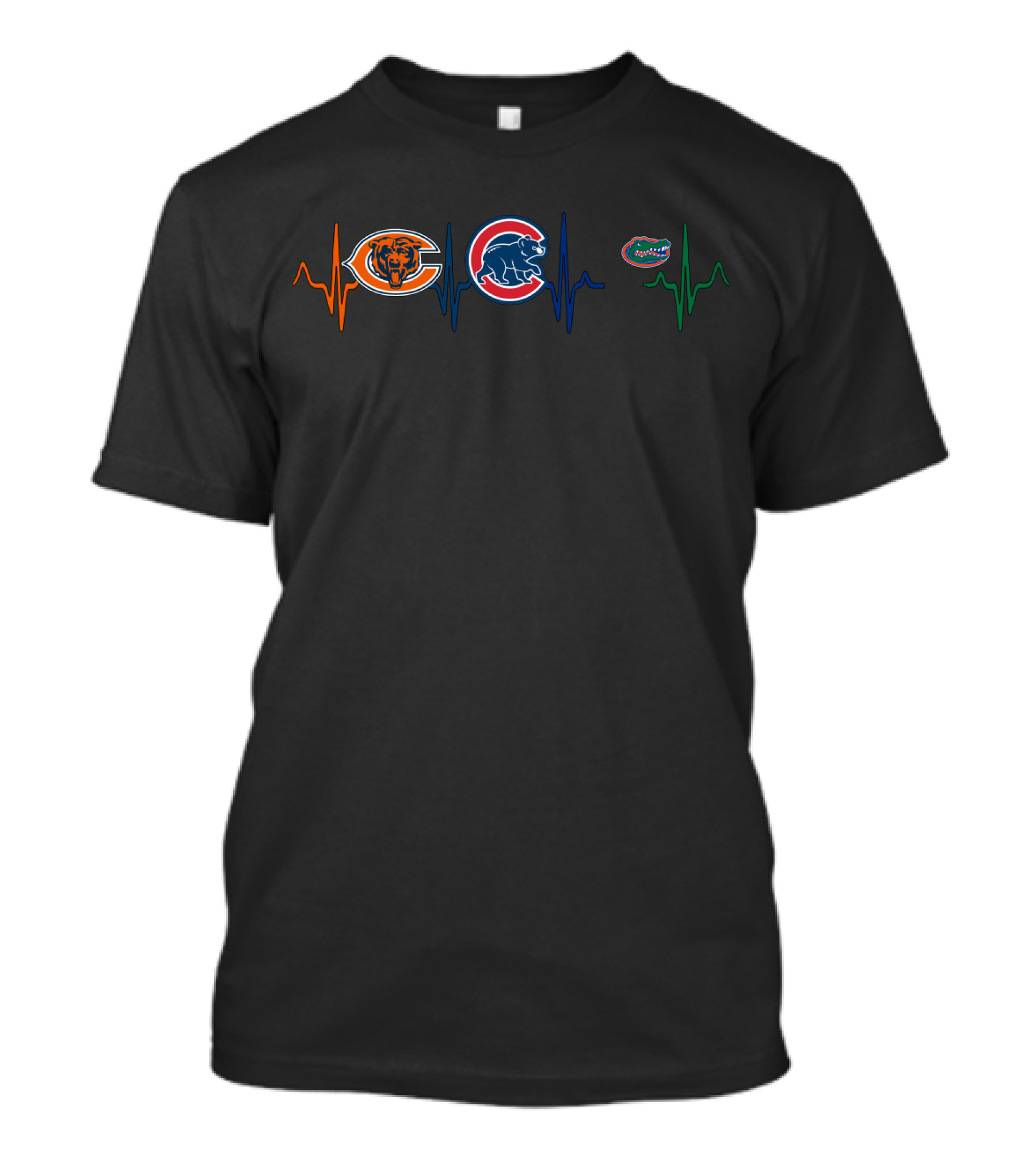 Chicago Bears And Chicago Cubs With Florida Gators Heartbeat T-Shirt