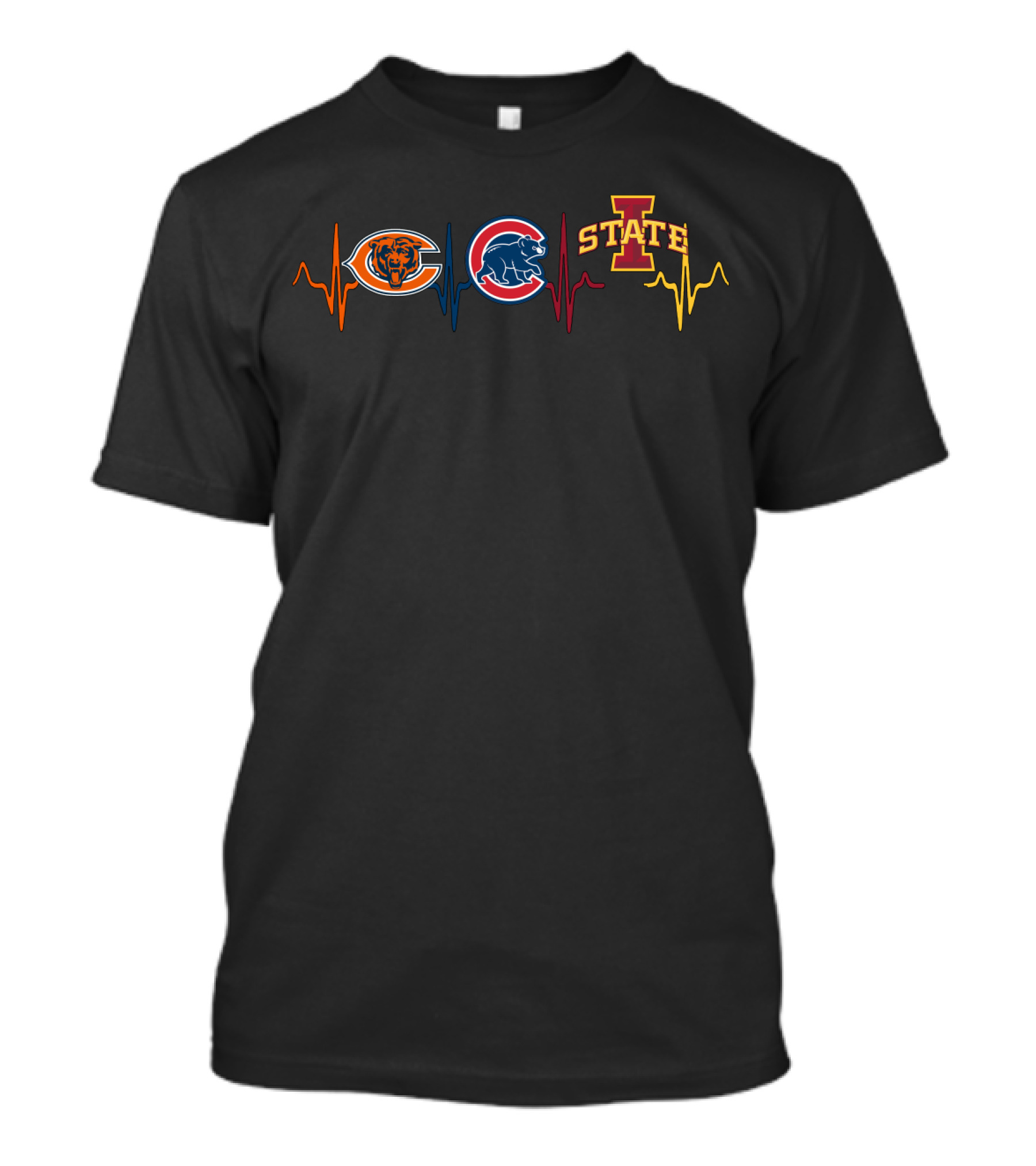 Chicago Bears Chicago Cubs Iowa State Cyclones Fan Heartbeat T-Shirt
