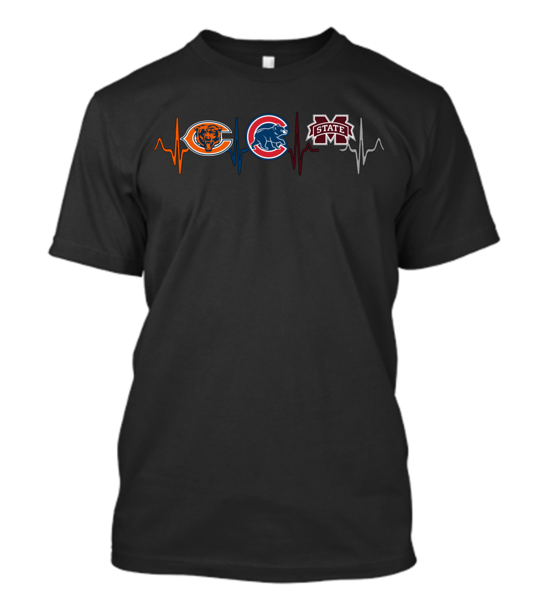 Chicago Bears Chicago Cubs Mississippi State Bulldogs Heartbeat T-Shirt