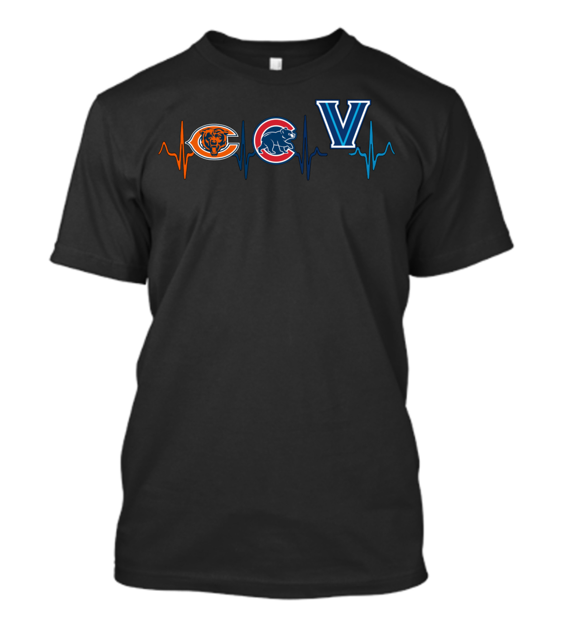 Chicago Bears Cubs Villanova Wildcats Heartbeat T-Shirt