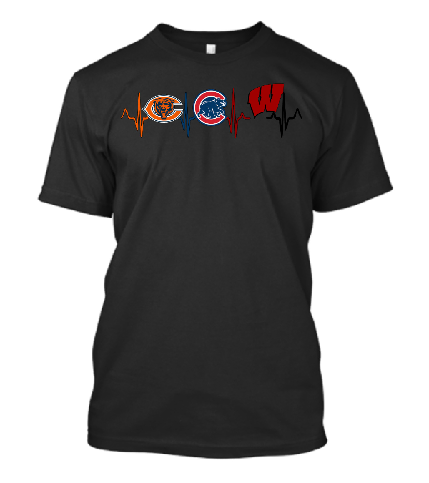 Chicago Bears Cubs Wisconsin Badgers Heartbeat T-Shirt