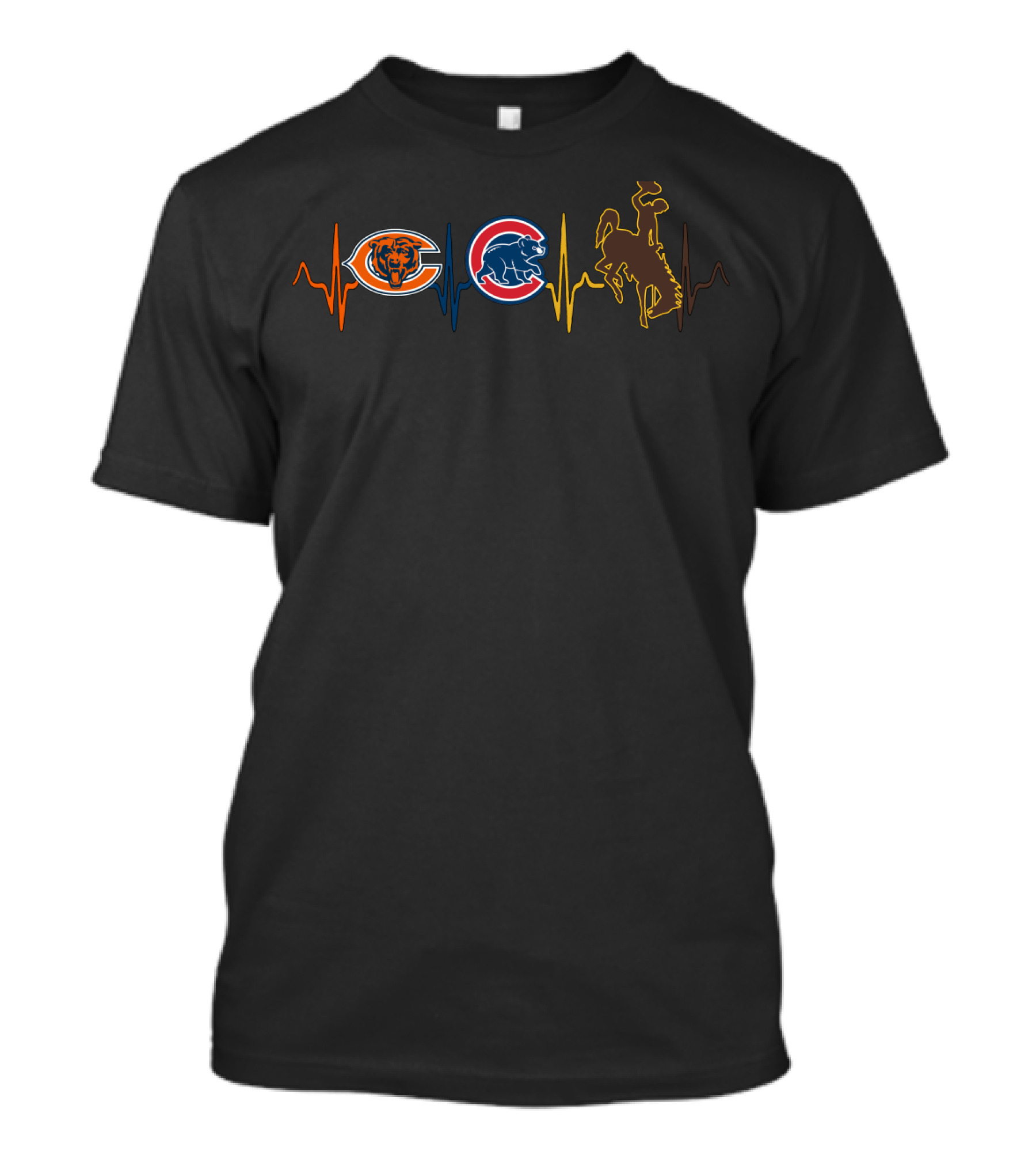 Chicago Bears Chicago Cubs Wyoming Cowboys Heartbeat T-Shirt