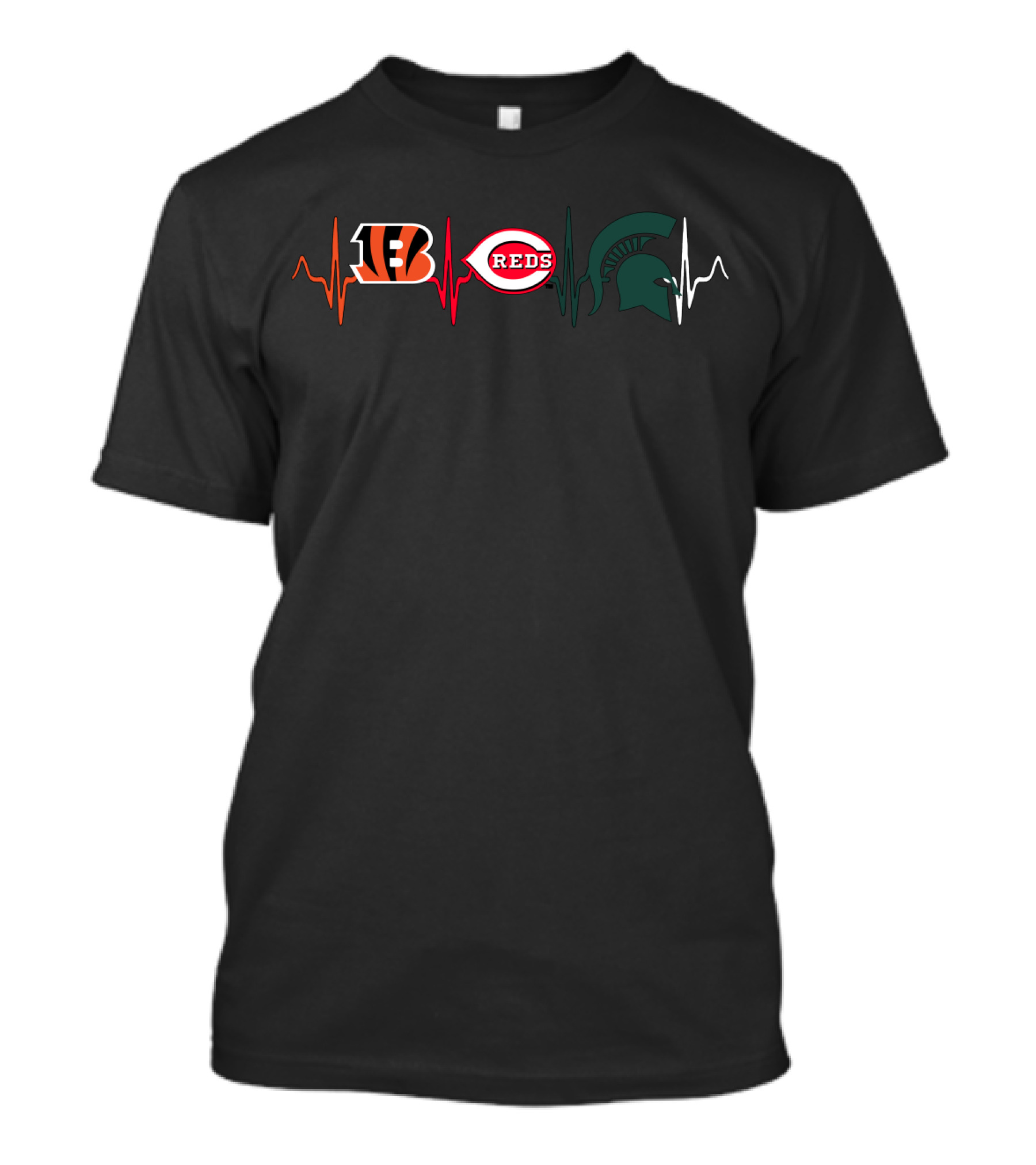 Love Bengals Reds Spartans Heartbeat Mss T-Shirt