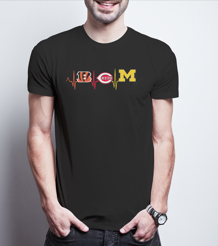 Bengals Reds Michigan Heartbeat Mw T-Shirt