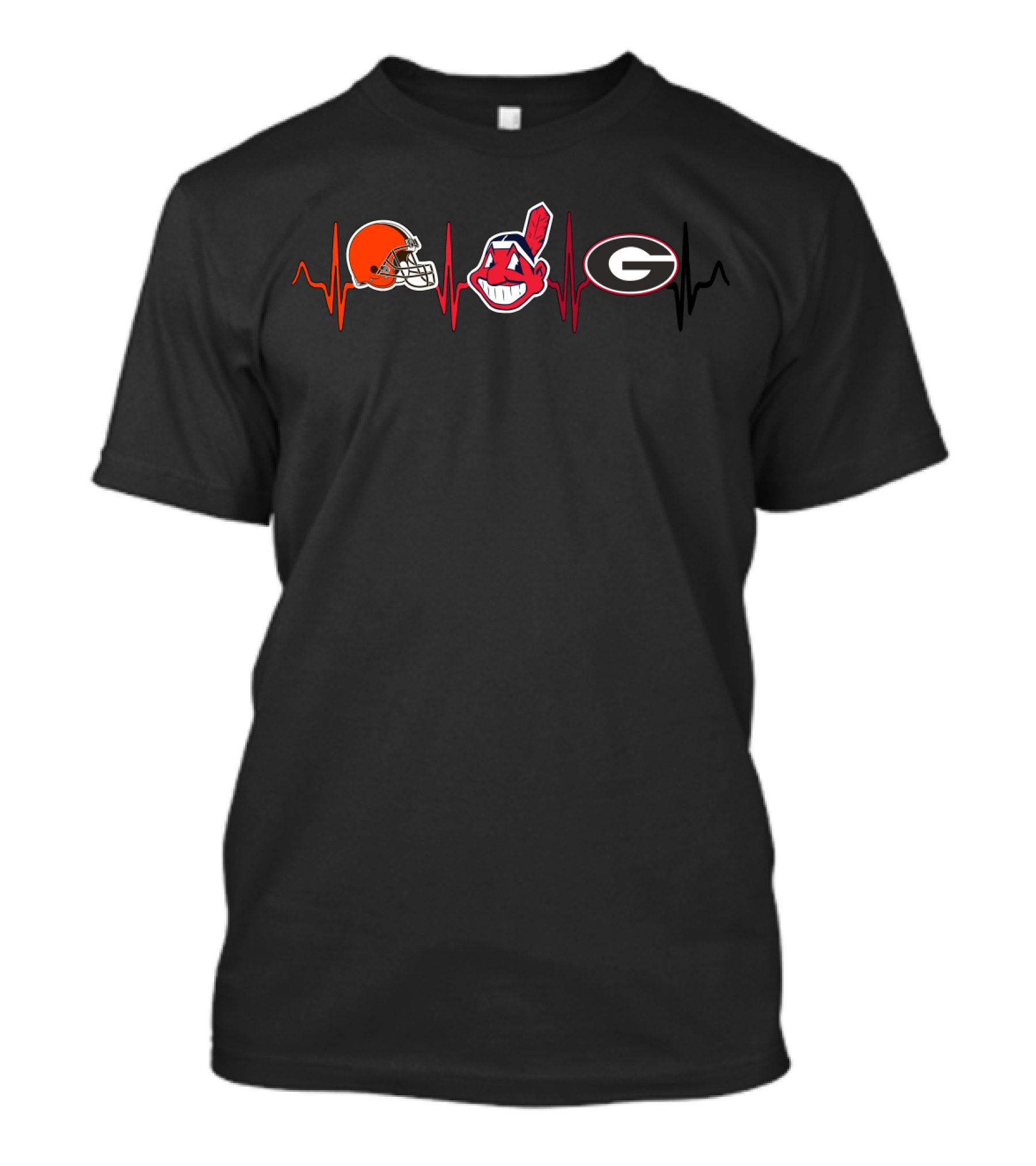 Cleveland Browns Cleveland Indians Georgia Bulldogs Logos T-Shirt