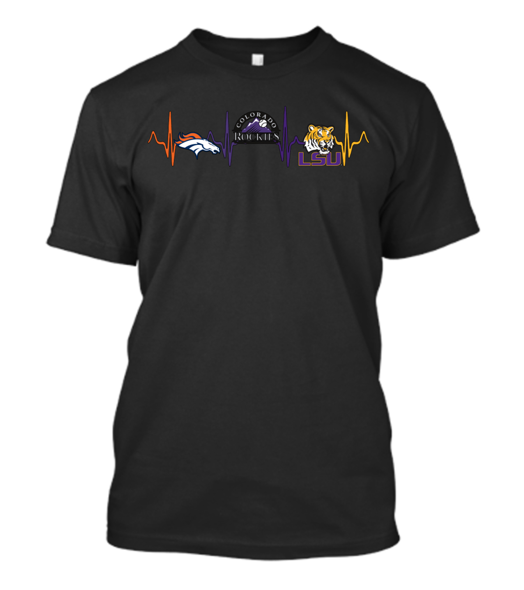 Love Broncos Colorado Rockies Lsu Tigers T-Shirt