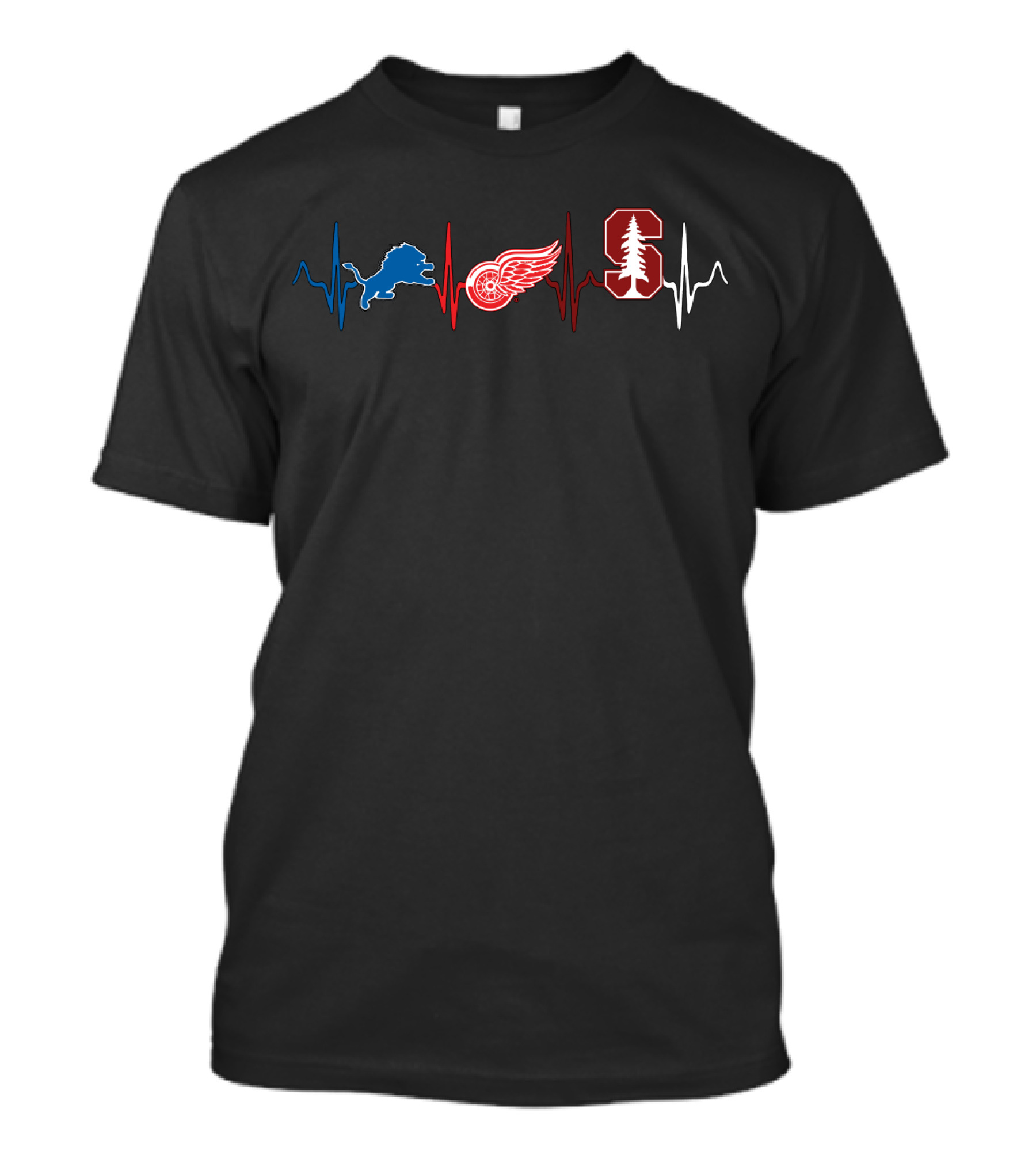 Detroit Lions Red Wings Stanford Heartbeat T-Shirt