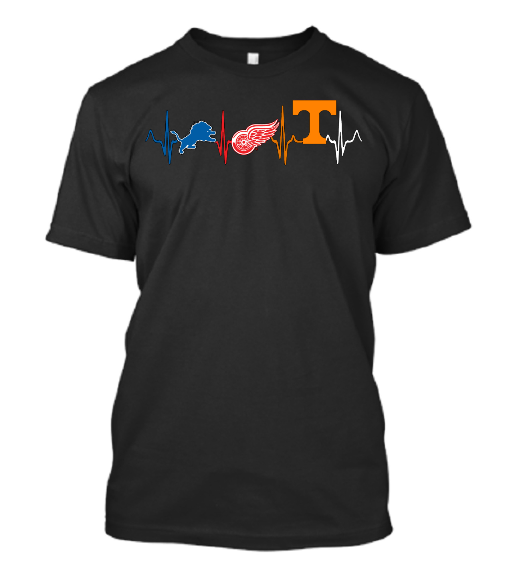 Detroit Lions Red Wings Tennessee Volunteers Heartbeat T-Shirt