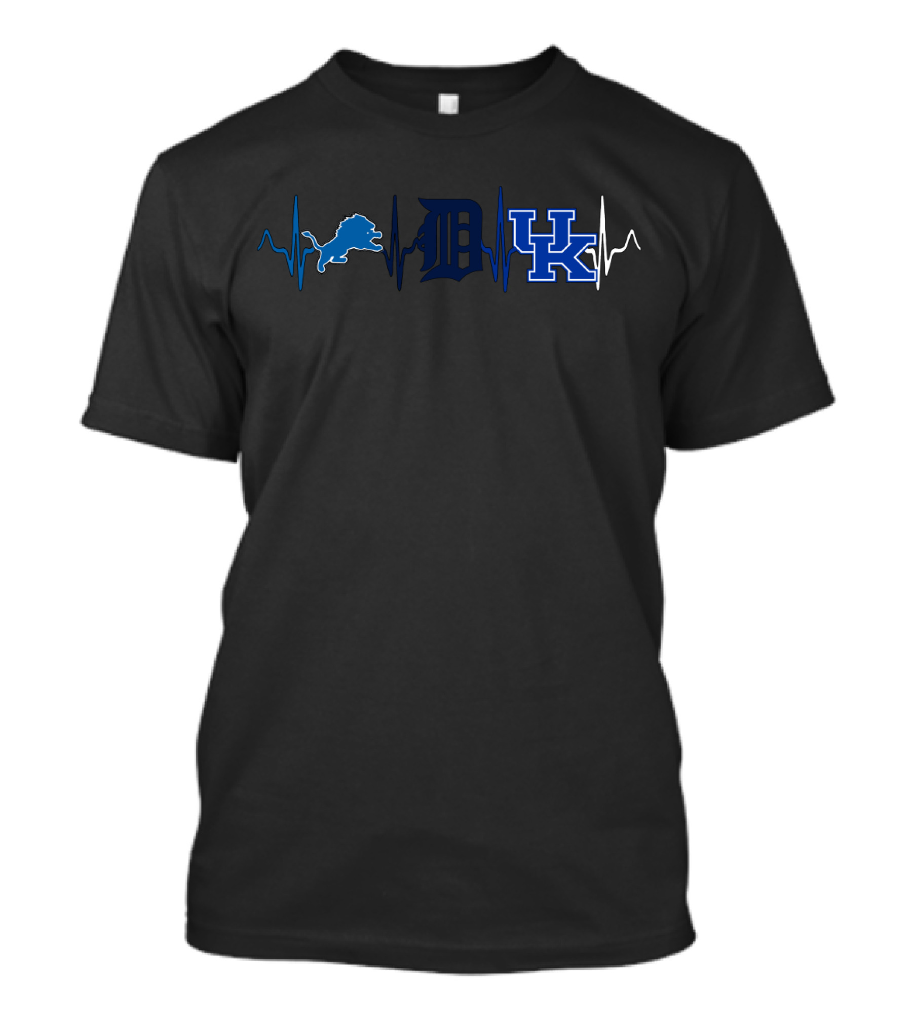 Detroit Lions Detroit Tigers Kentucky Wildcats Heartbeat T-Shirt