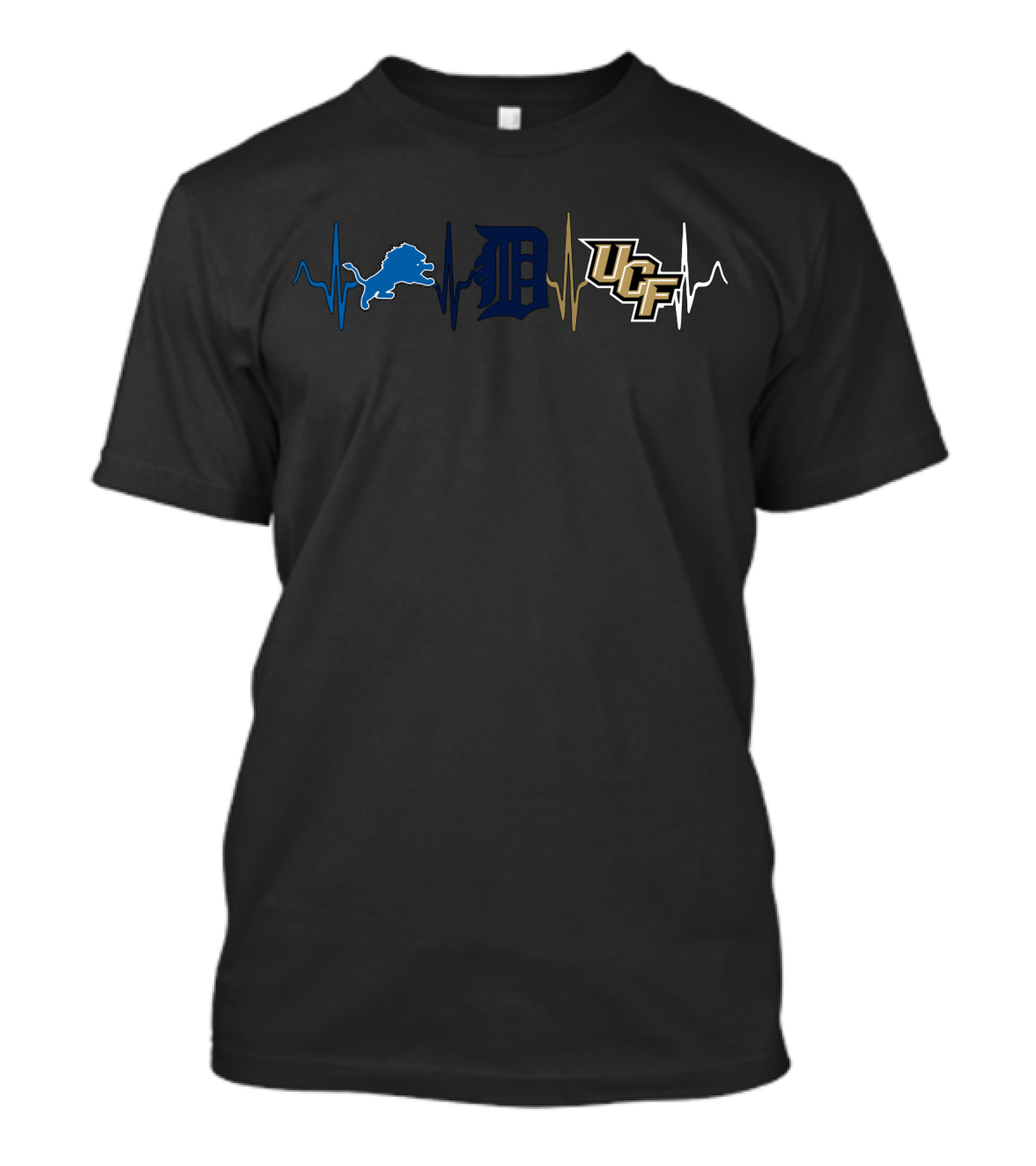 Detroit Lions Tigers Ucf Knights Heartbeat T-Shirt