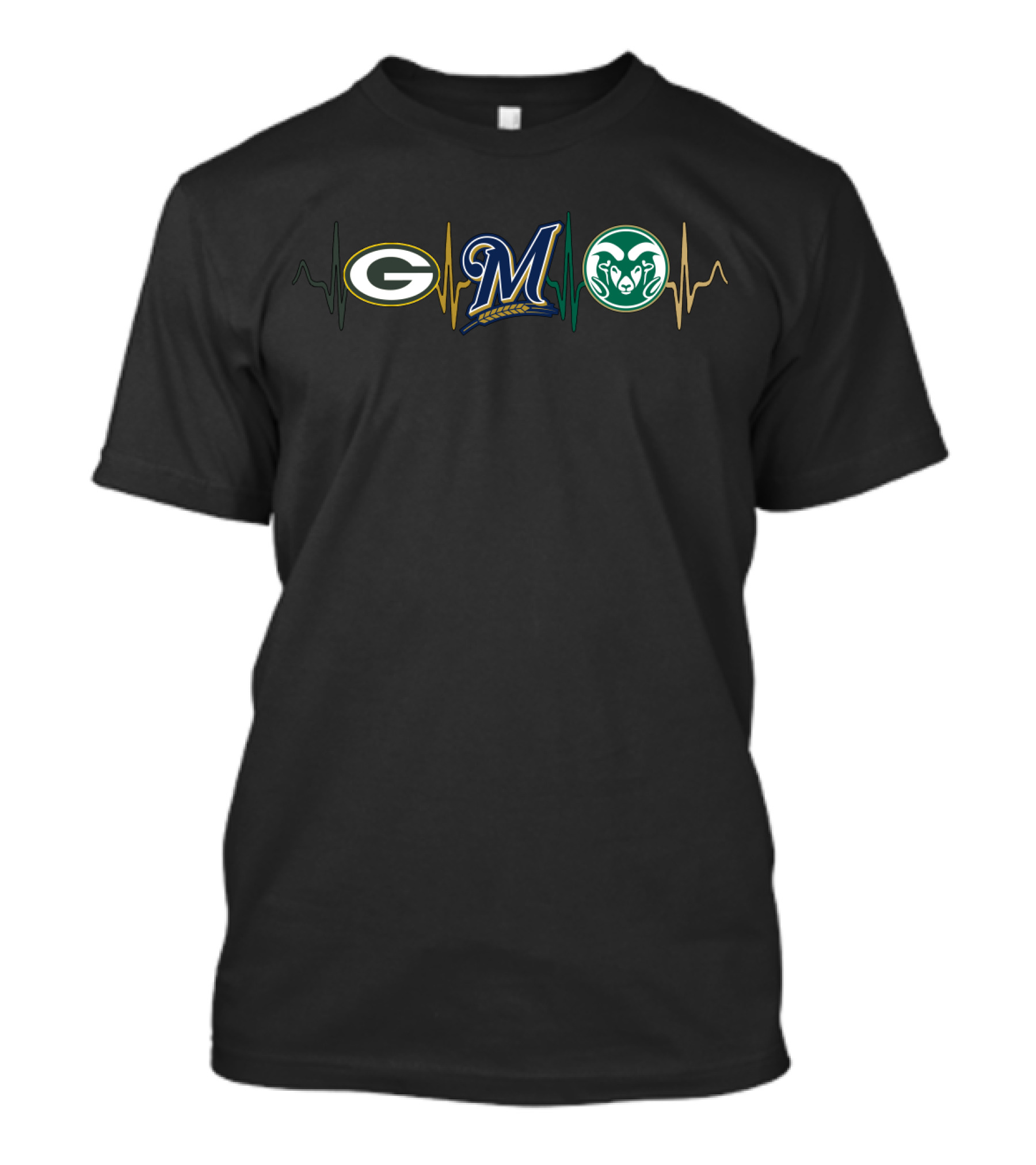 Packers Brewers Rams Heartbeat T-Shirt