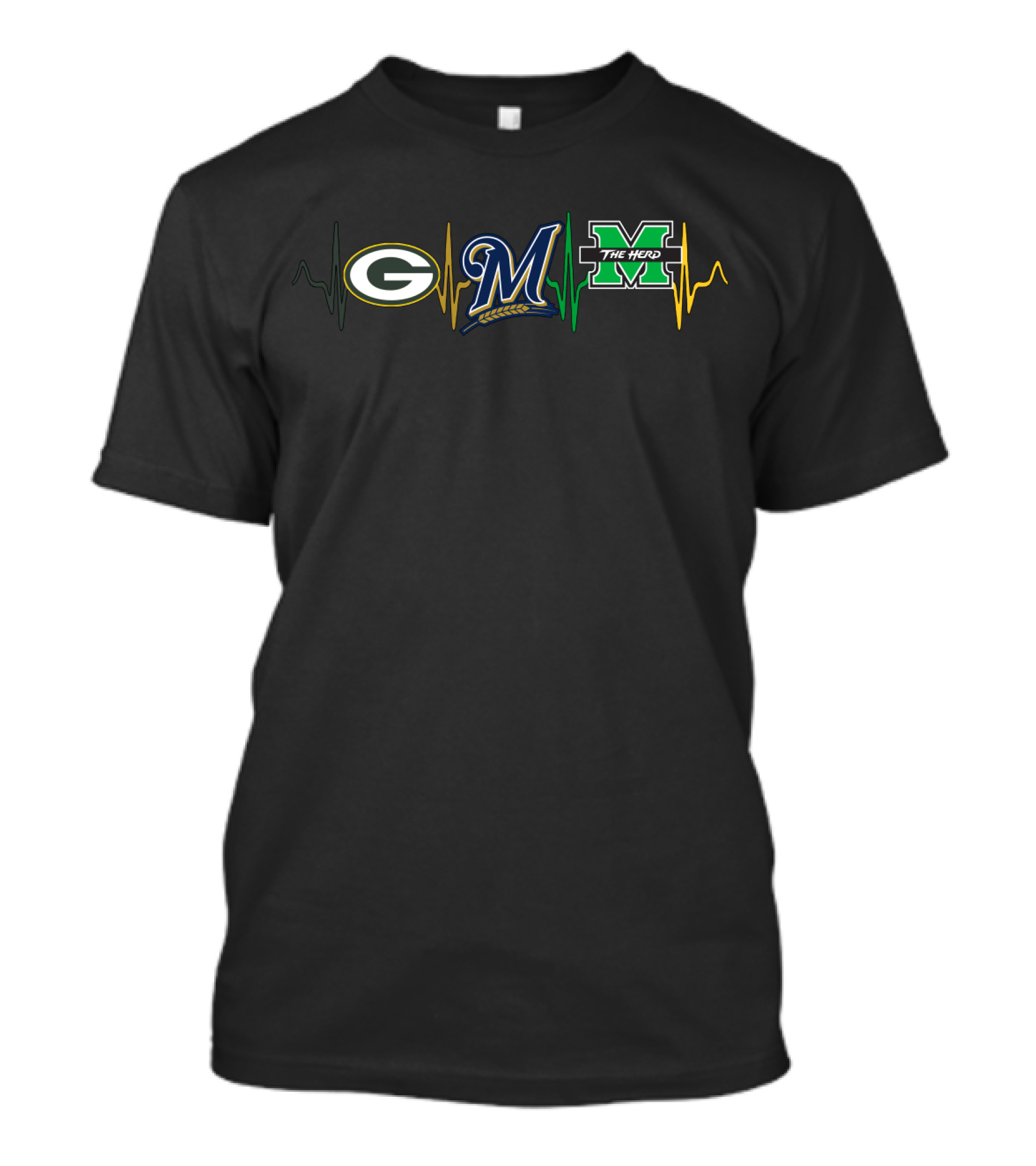 Love Packers Brewers Herd Heartbeat Vibes T-Shirt