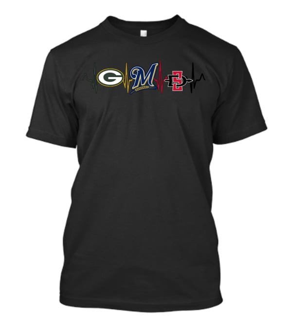 Packers Brewers San Diego State Heartbeat T-Shirt