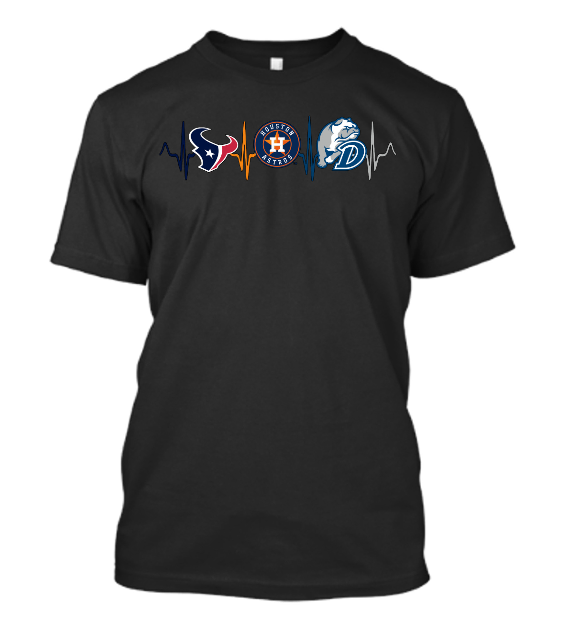Houston Texans Houston Astros Drake Bulldogs Heartbeat T-Shirt