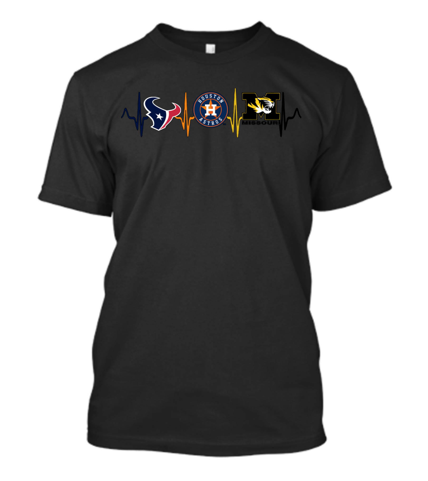 Houston Texans Houston Astros Missouri Tigers Heartbeat T-Shirt