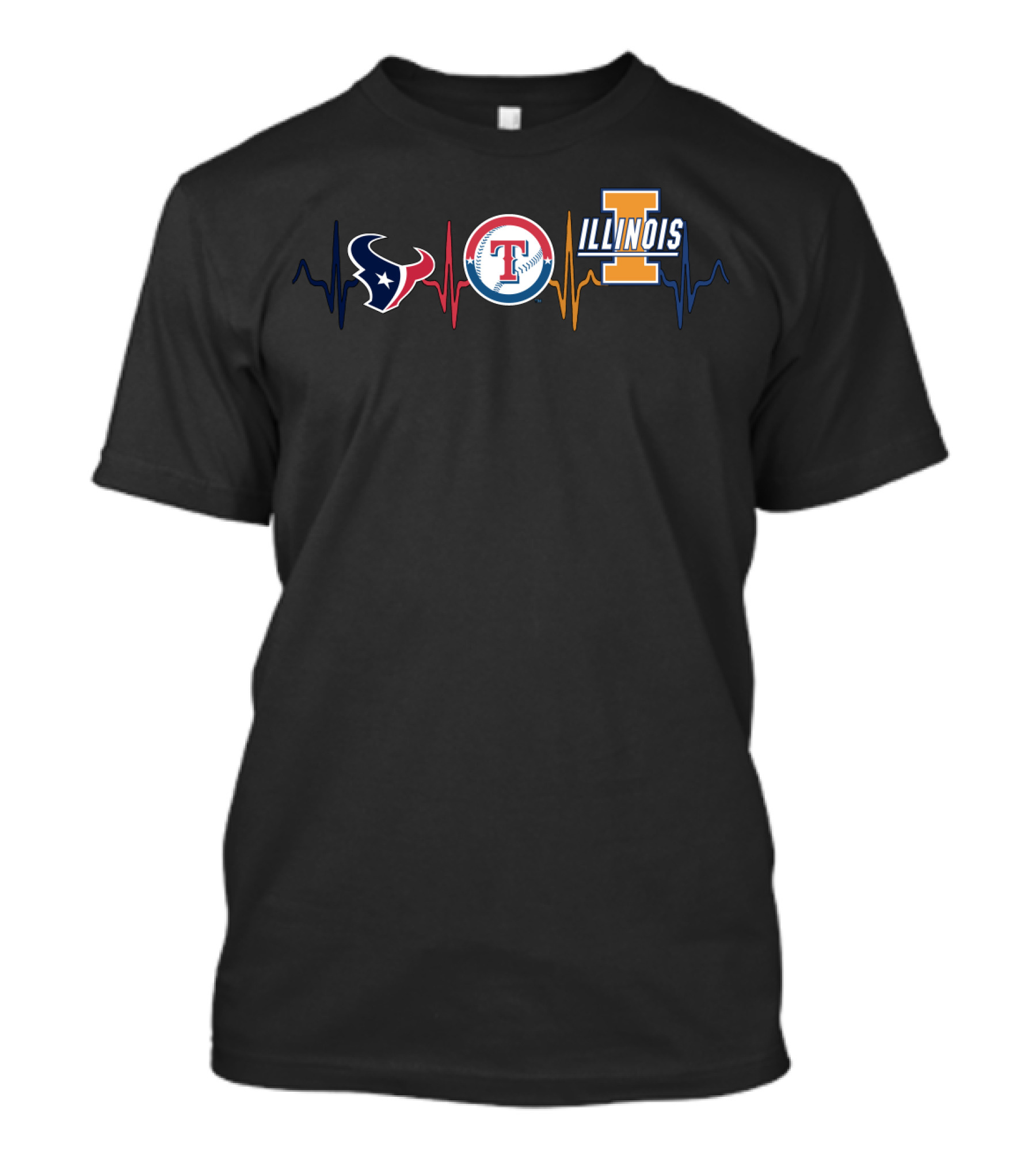 Texans Rangers Illinois Heartbeat T-Shirt