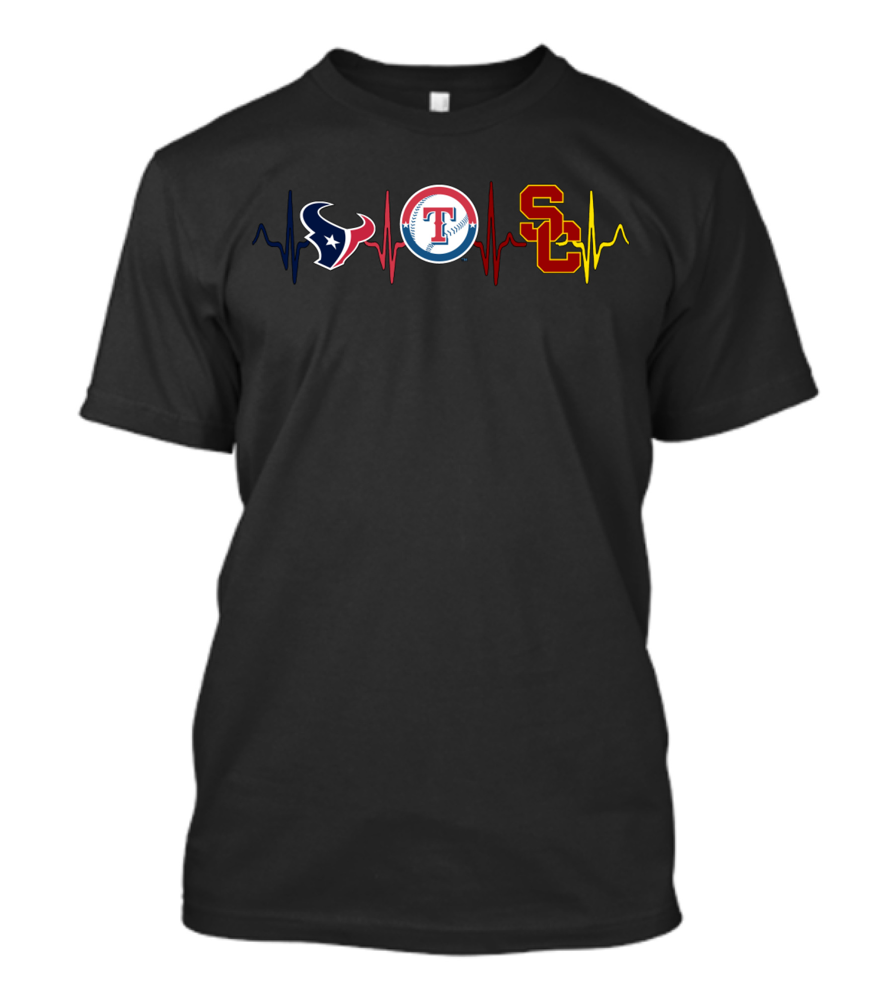 Texans Rangers Usc Heartbeat T-Shirt