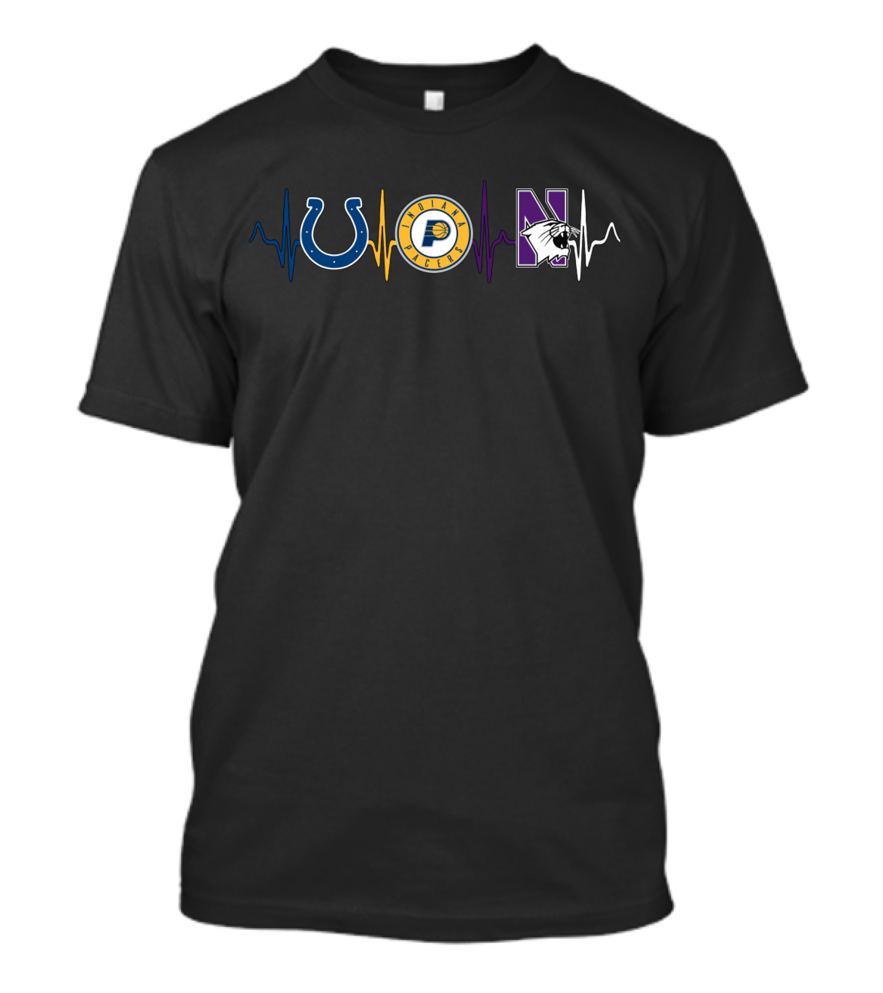 Love Colts Pacers Northwestern Heartbeat T-Shirt