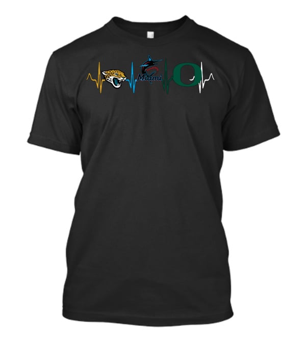 Love Jaguars Miami Marlins O Heartbeat T-Shirt