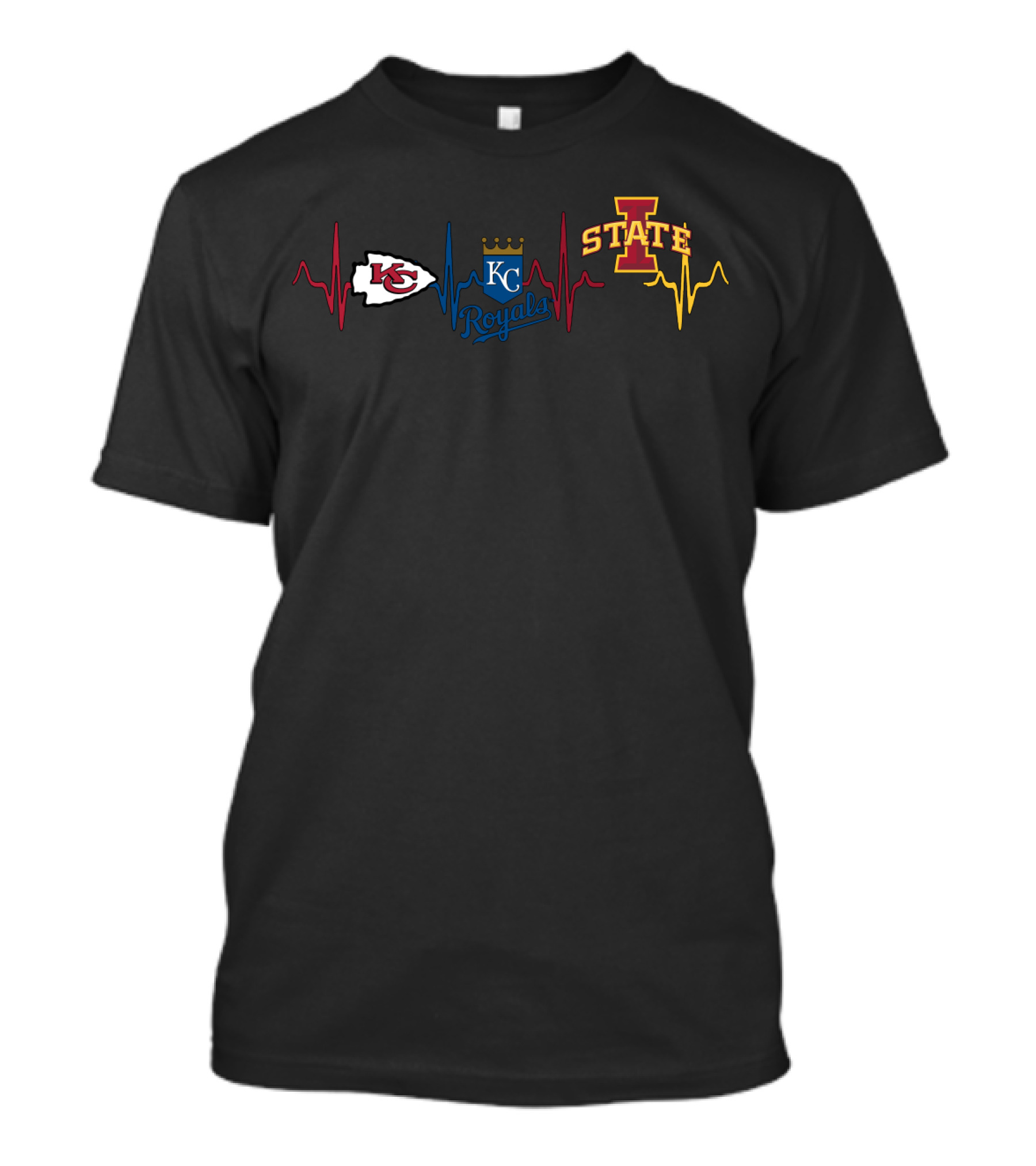 Kansas City Chiefs Royals Iowa State Heartbeat T-Shirt