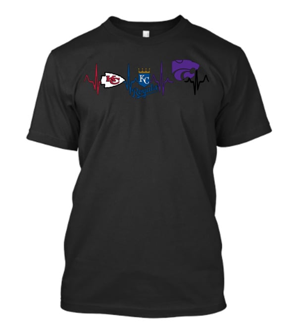 Kansas City Chiefs Royals K-State Heartbeat T-Shirt
