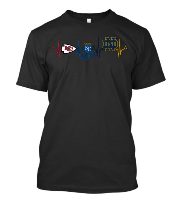 Chiefs Royals Notre Dame Heartbeat T-Shirt