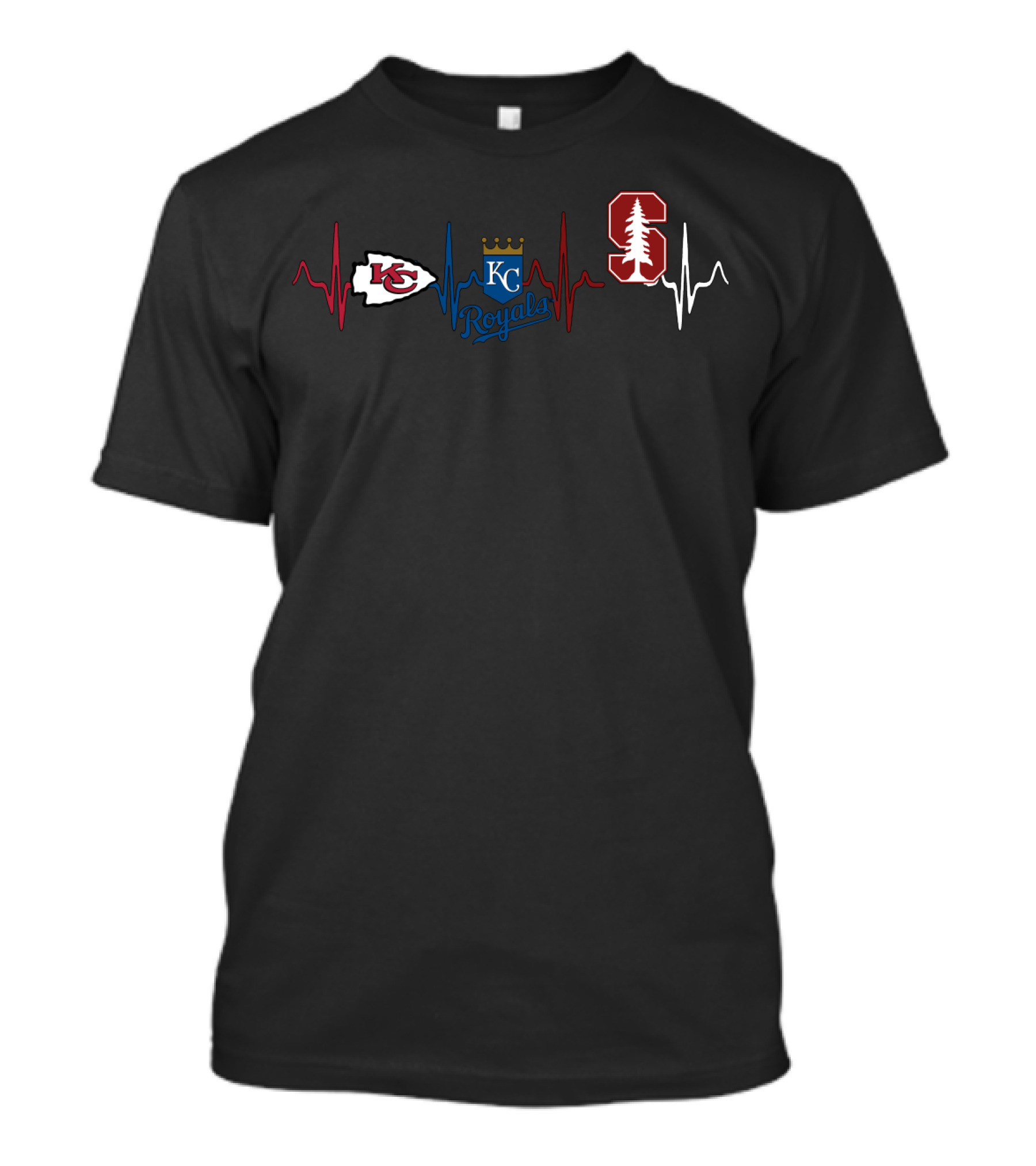 Kansas City Chiefs Royals Heartbeat Stanford T-Shirt