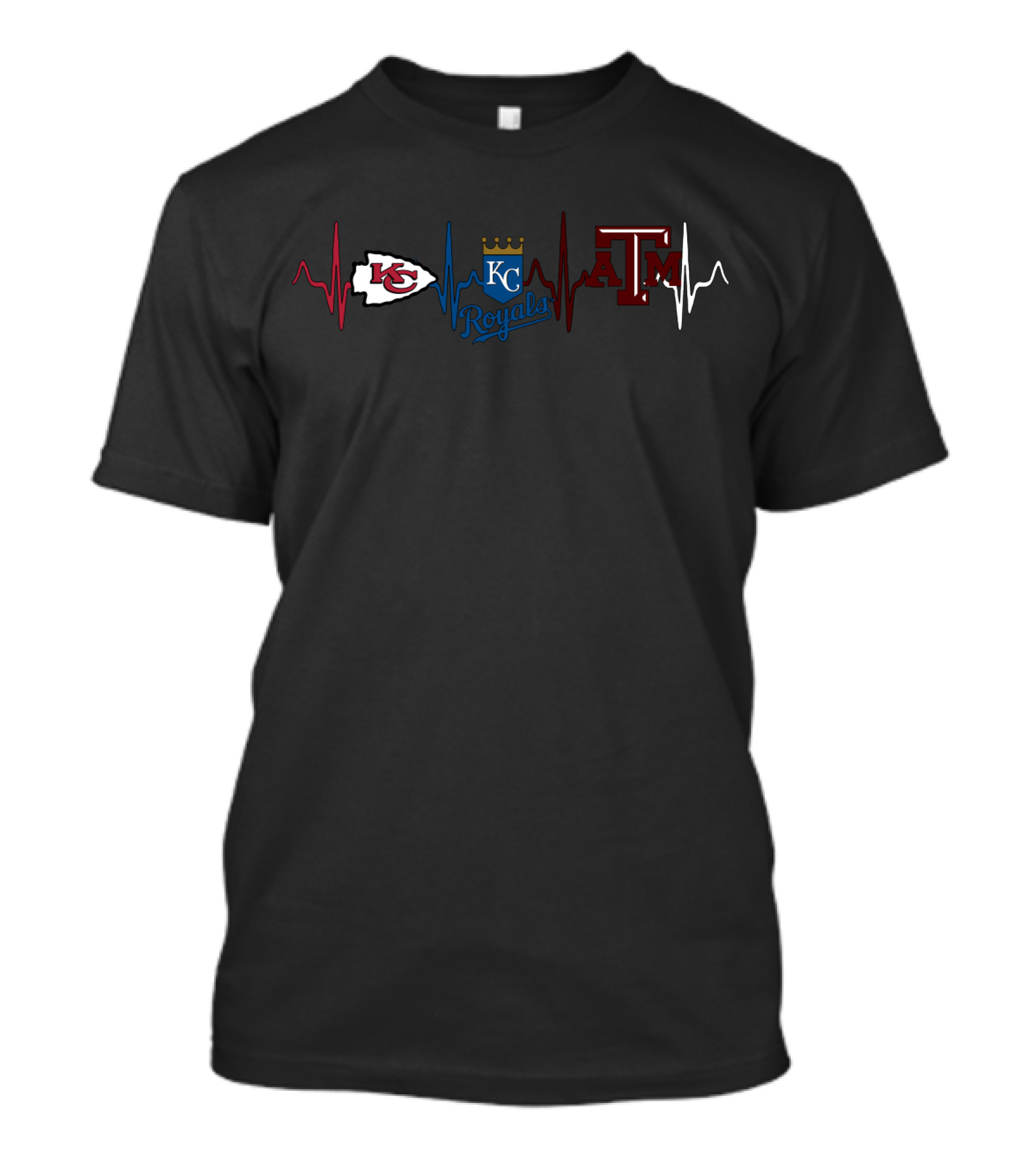 Kansas City Chiefs Royals Texas A&M Heartbeat T-Shirt