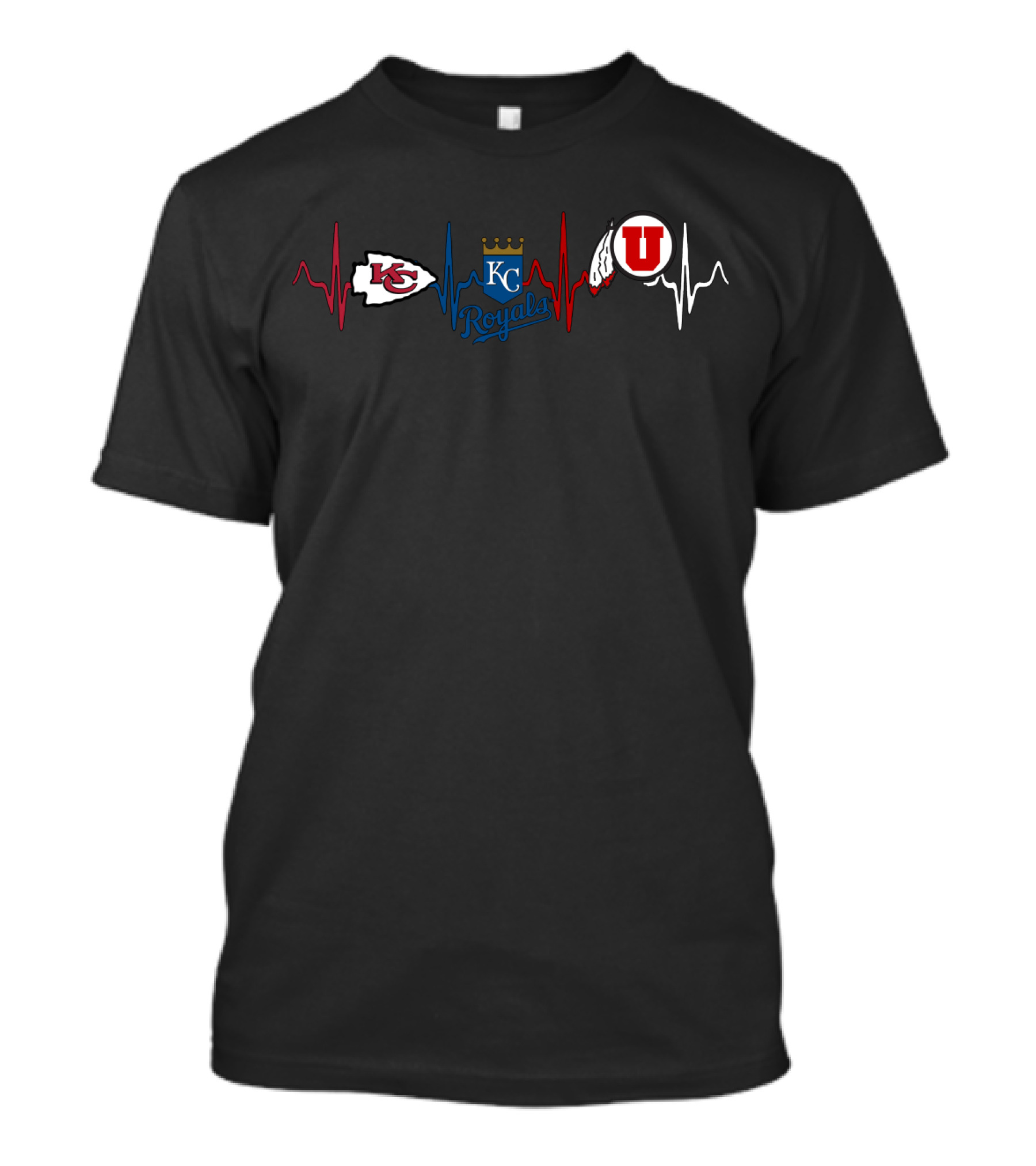 Kansas City Chiefs Kansas City Royals Utah Utes Heartbeat T-Shirt