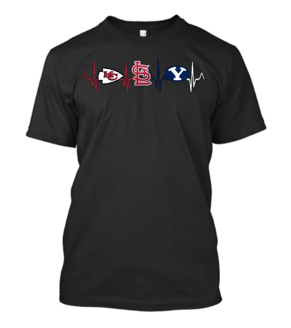 Kansas City Chiefs St. Louis Cardinals Byu Cougars Heartbeat T-Shirt