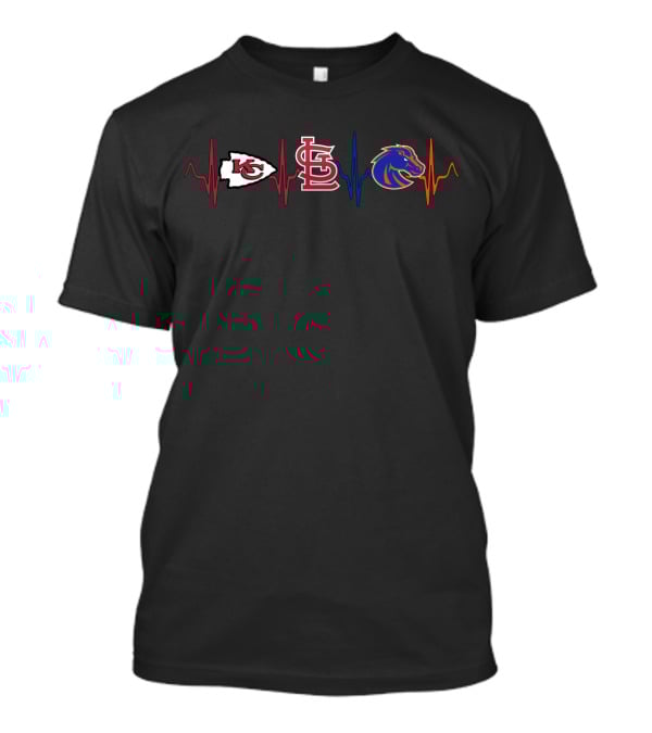 Love Kc Chiefs St. Louis Cardinals Boise State Broncos Heartbeat T-Shirt