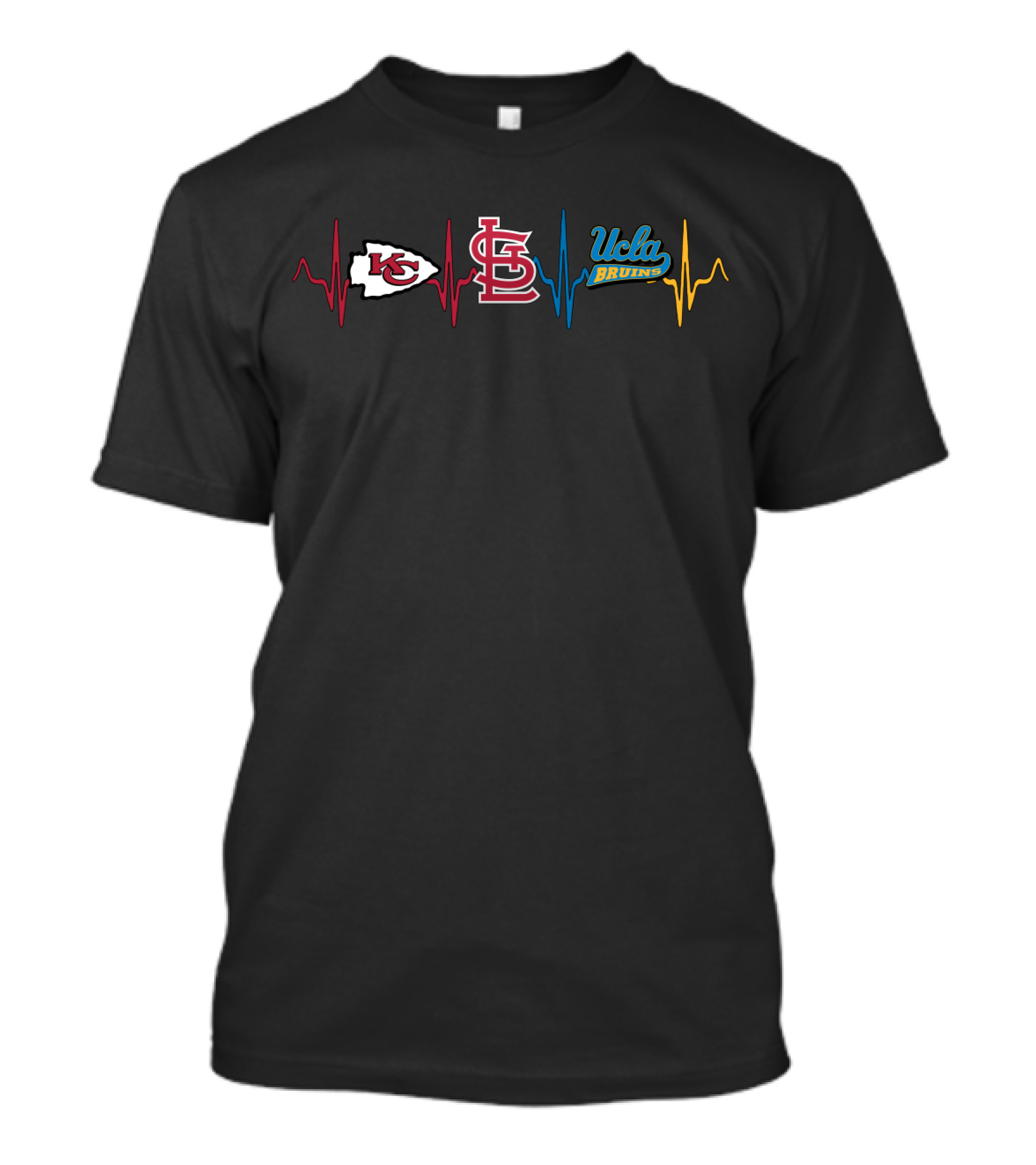 Kansas City Chiefs St. Louis Cardinals Ucla Bruins Heartbeat T-Shirt