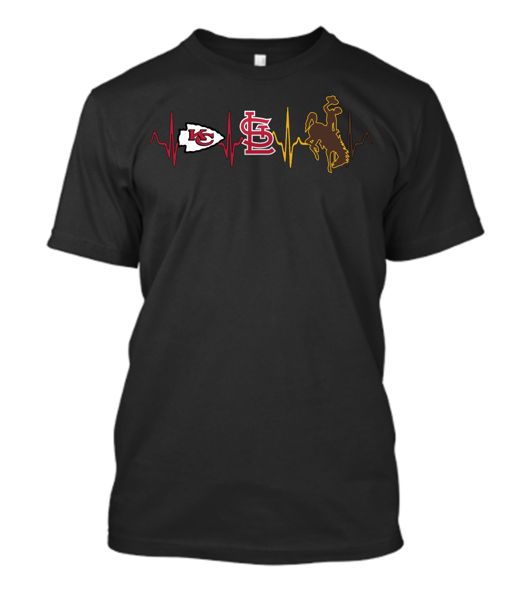 Love Chiefs Cardinals Cowboys Heartbeat T-Shirt