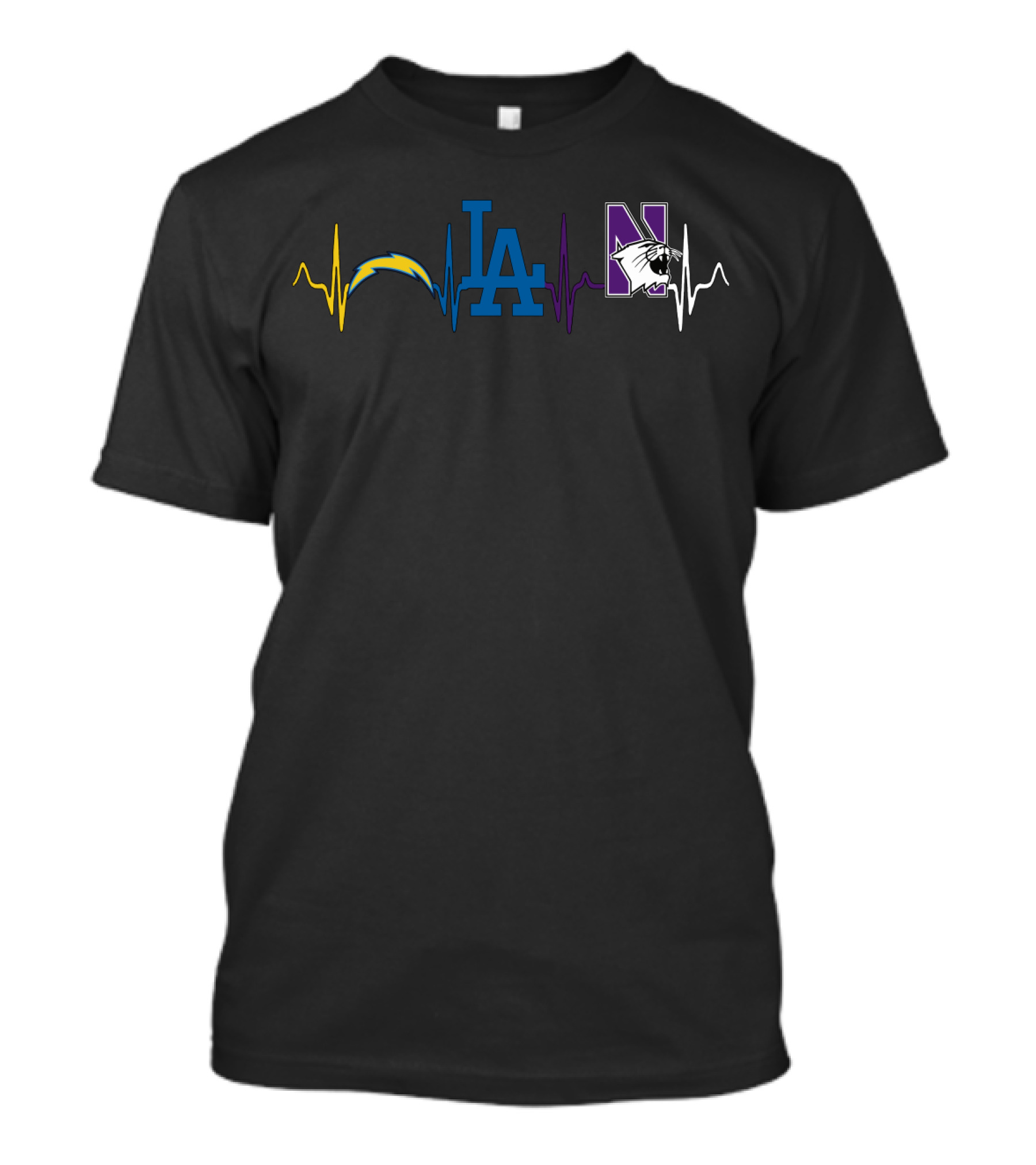 Love Chargers Dodgers Northwestern Heartbeat T-Shirt