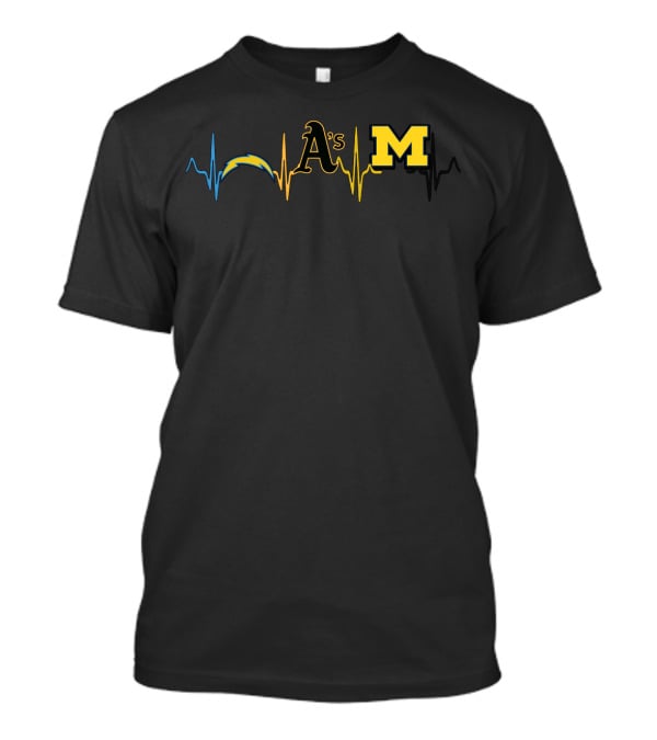Chargers Athletics Oakland Michigan Heartbeat T-Shirt