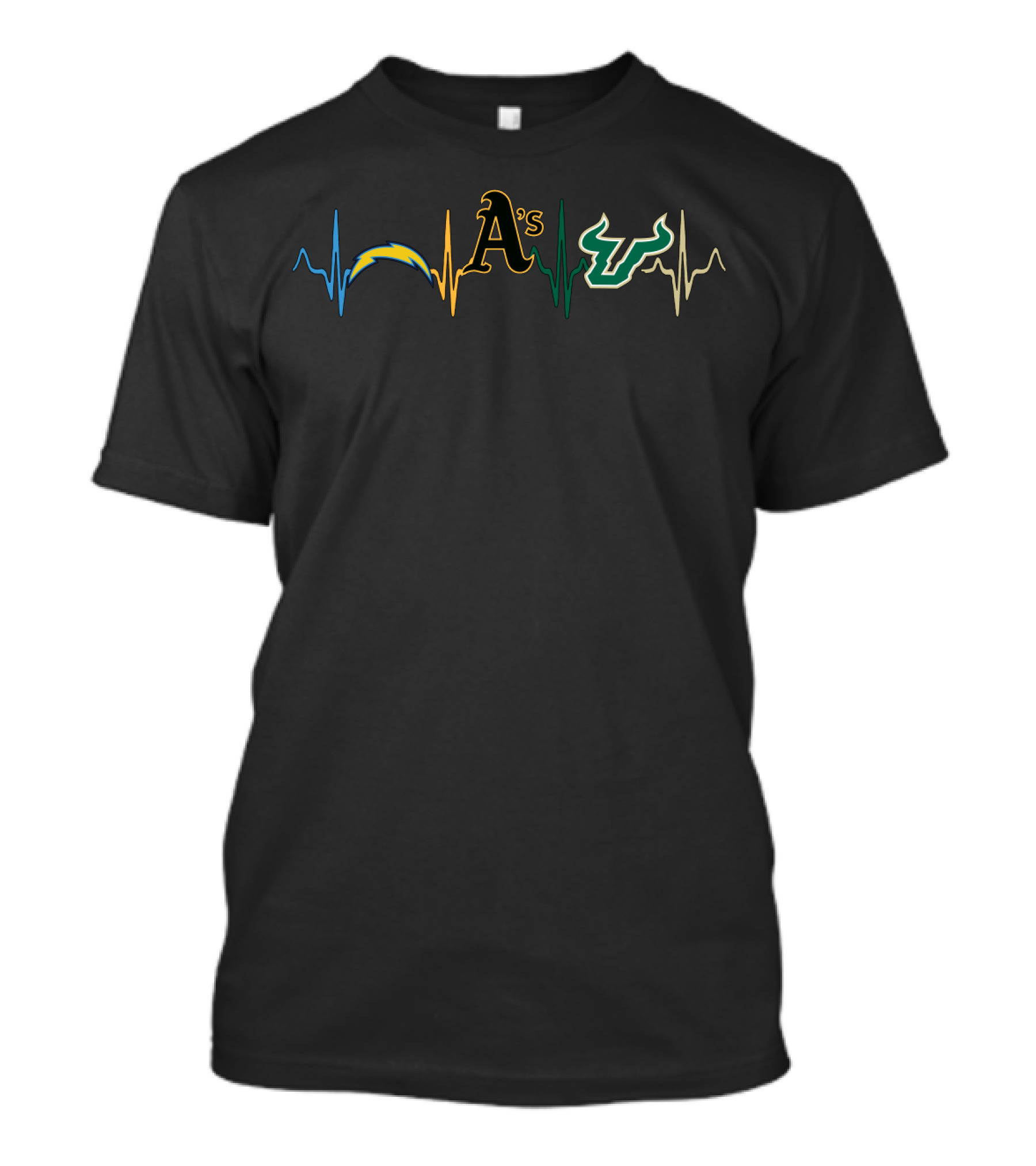 Love Chargers Athletics A's Sfb Logo Heartbeat T-Shirt