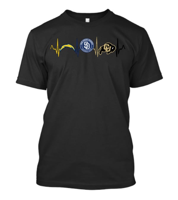 Chargers Padres Colorado Buffaloes Heartbeat T-Shirt