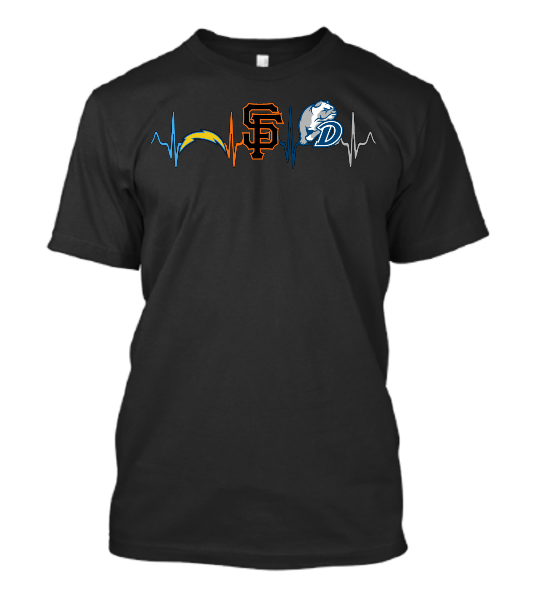 Chargers Sf Giants Drake Bulldogs Heartbeat T-Shirt