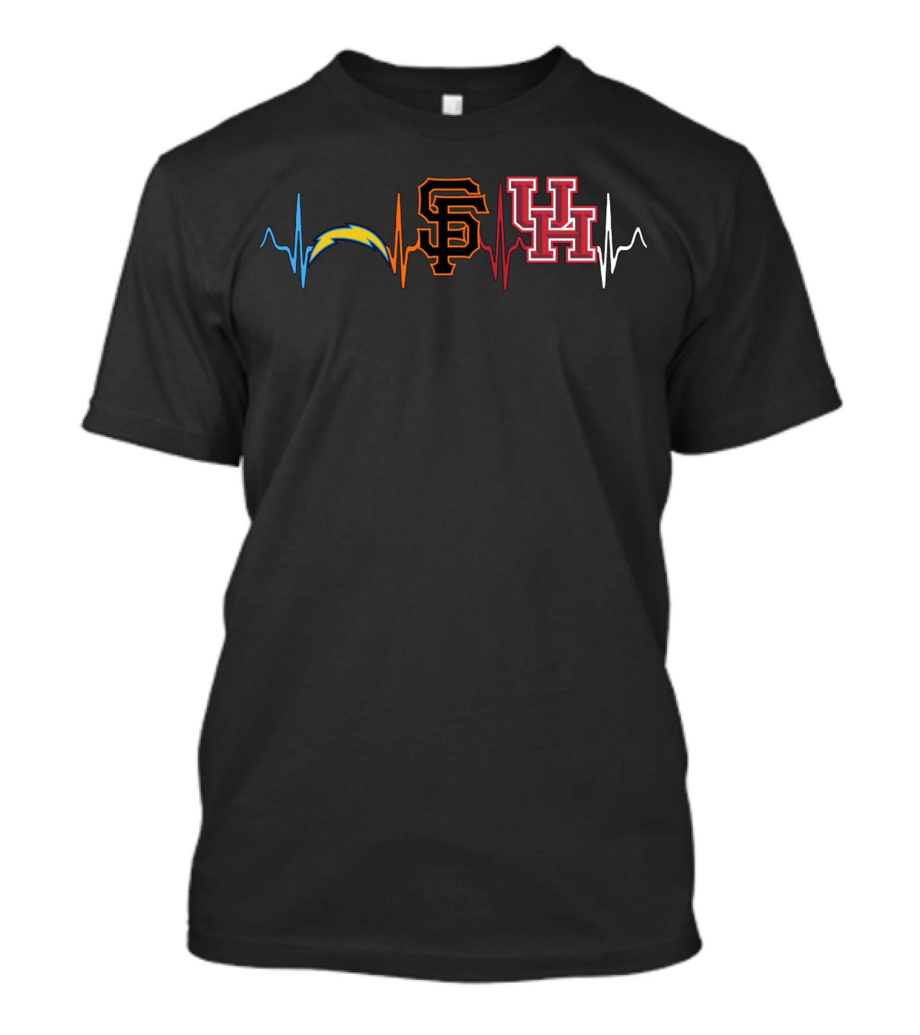 Love Chargers Giants Uh Heartbeat T-Shirt