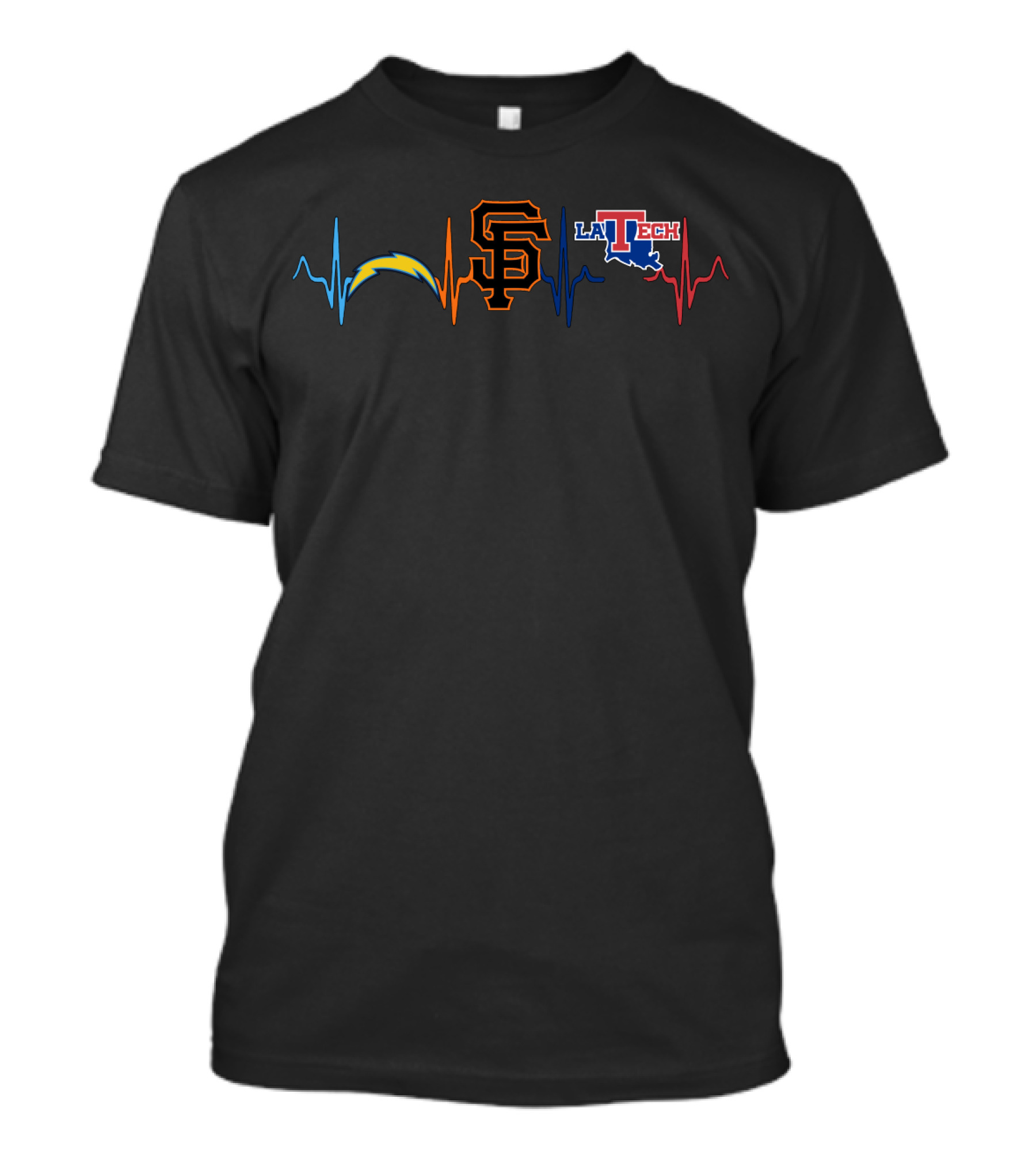 Chargers San Francisco Giants La Tech Heartbeat T-Shirt