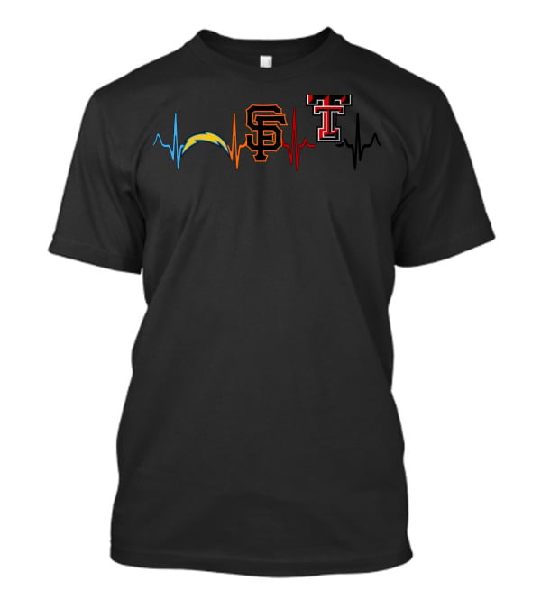 Love Chargers Giants Sf Tt Heartbeat T-Shirt