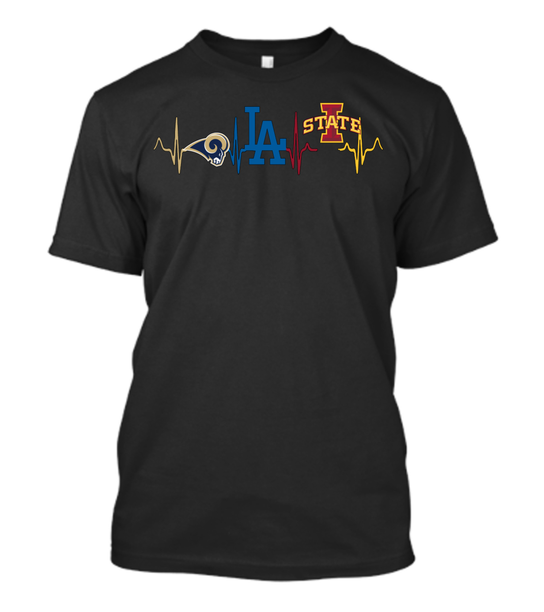Los Angeles Rams Dodgers Iowa State University Heartbeat T-Shirt