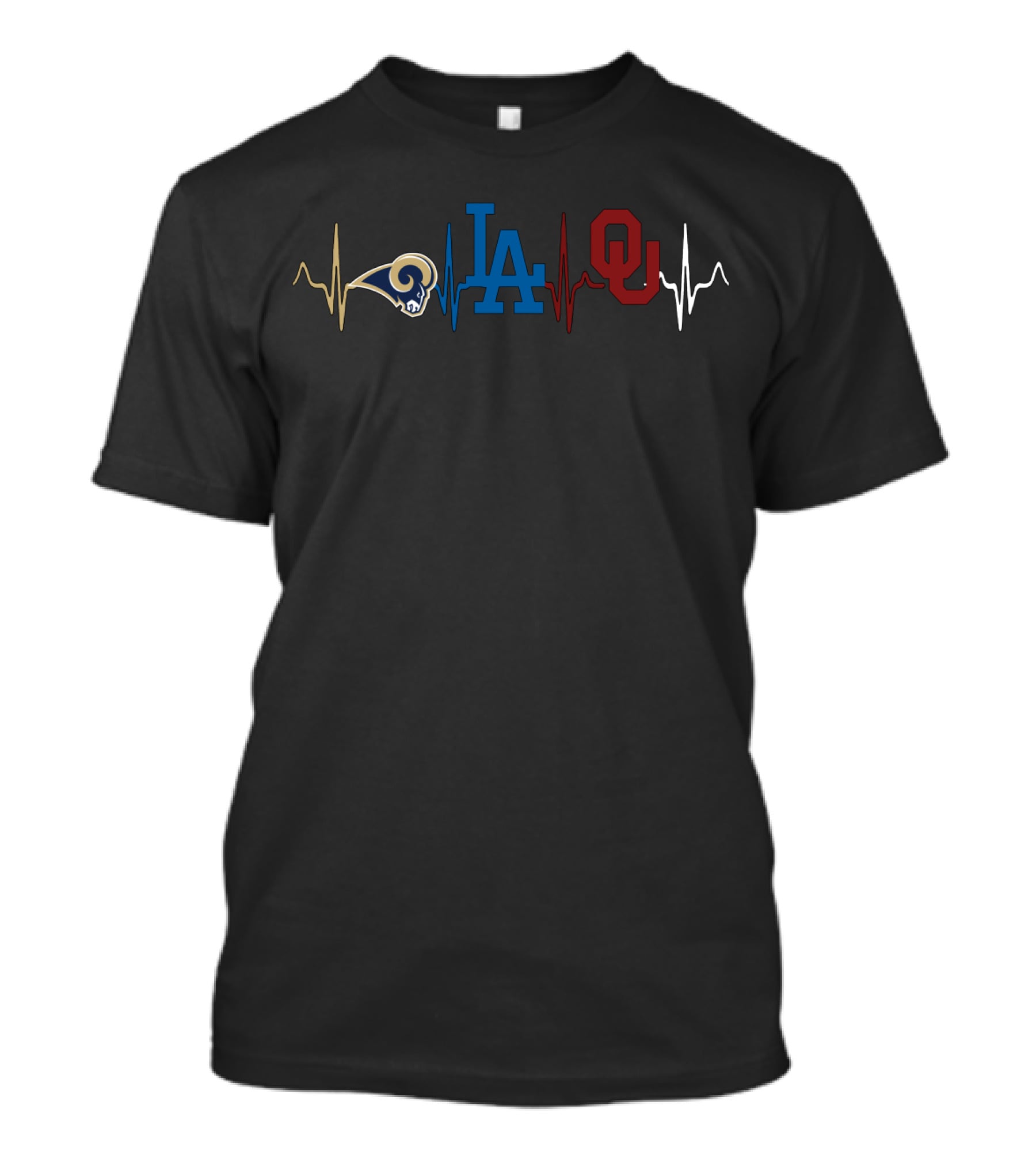 Love Rams La Dodgers Oklahoma Sooners Heartbeat T-Shirt